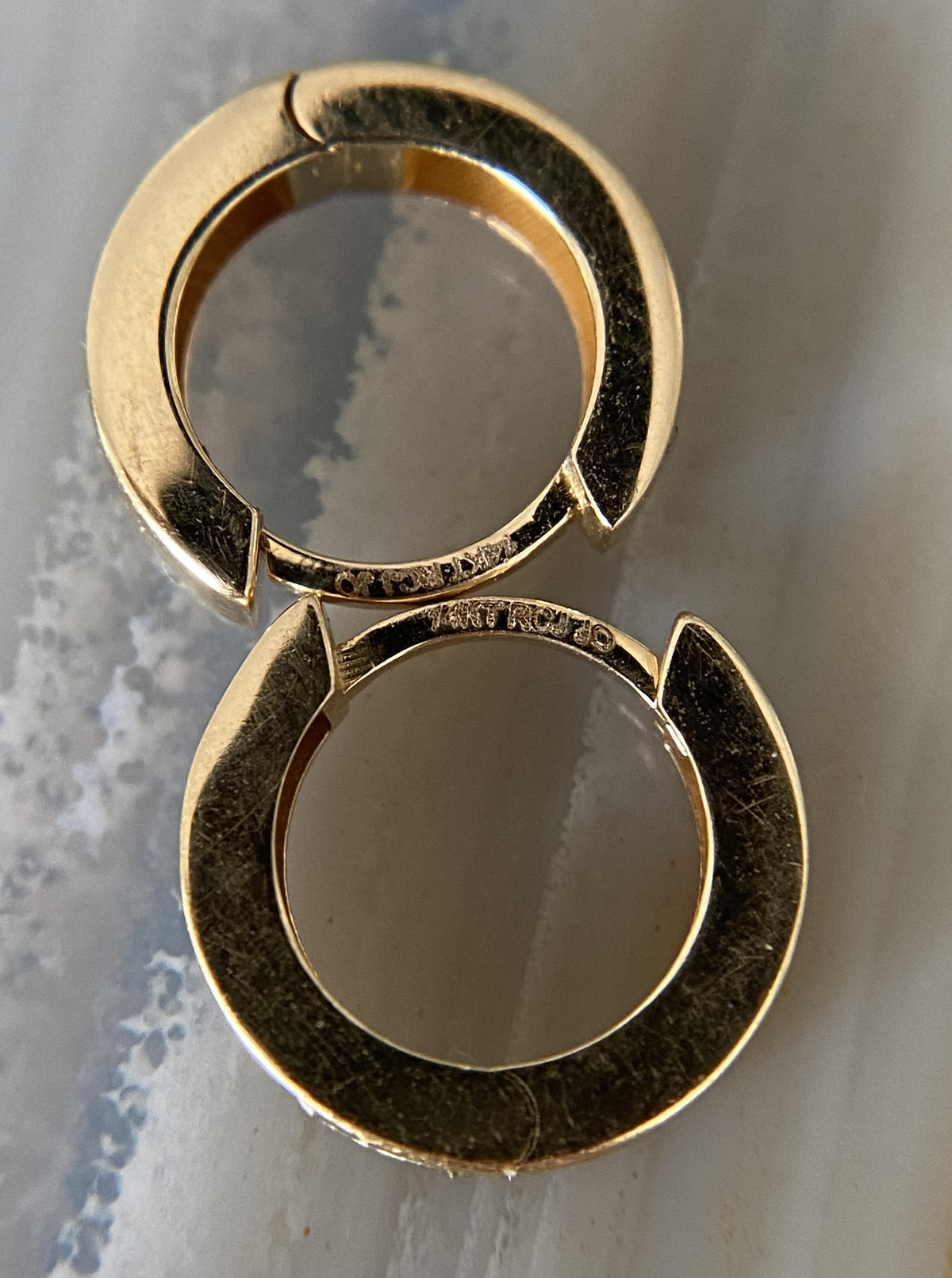 14K Flat Edge Huggies