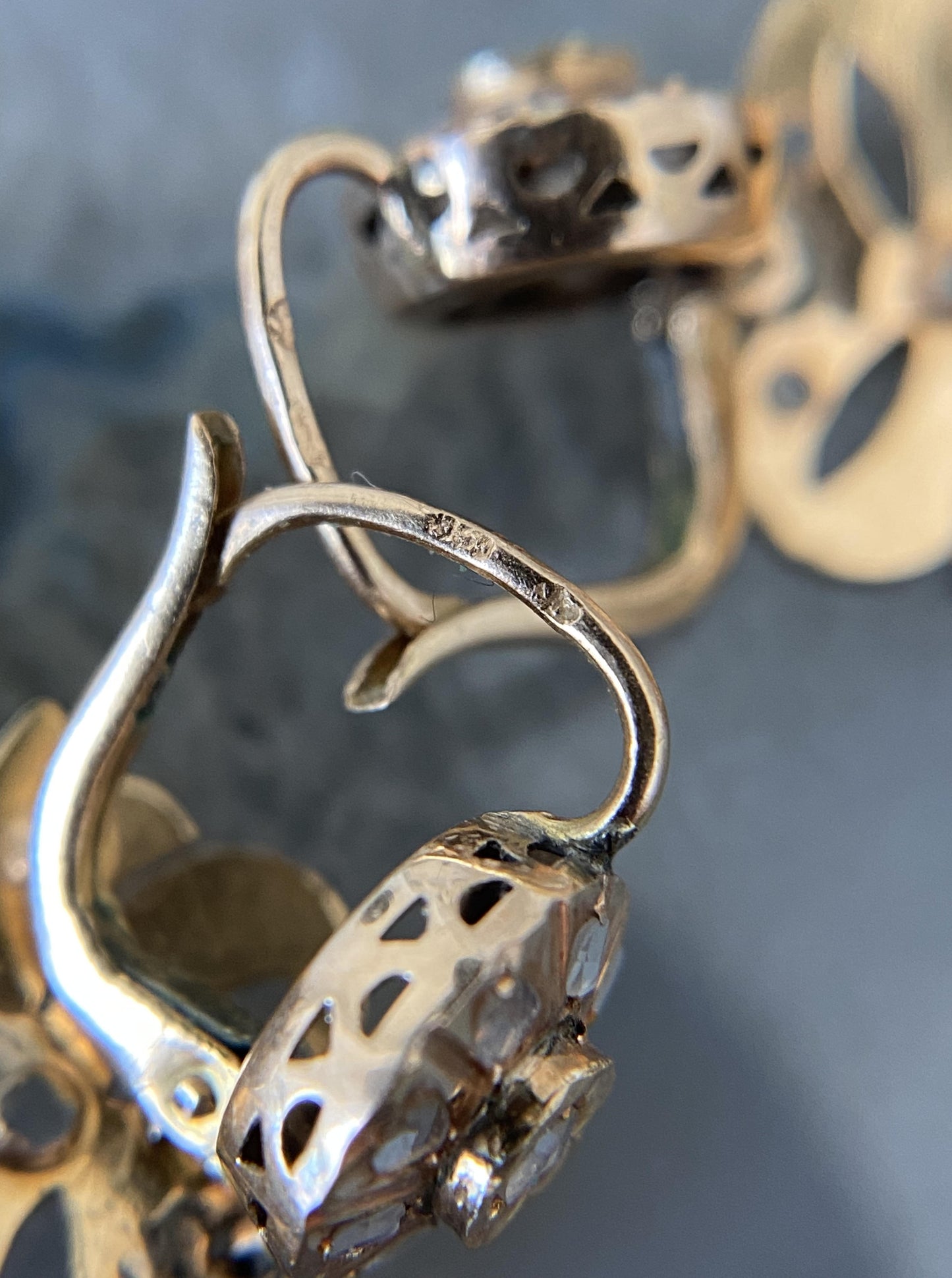 Vintage Bowtie Rose Cut White Sapphire chandelier earrings