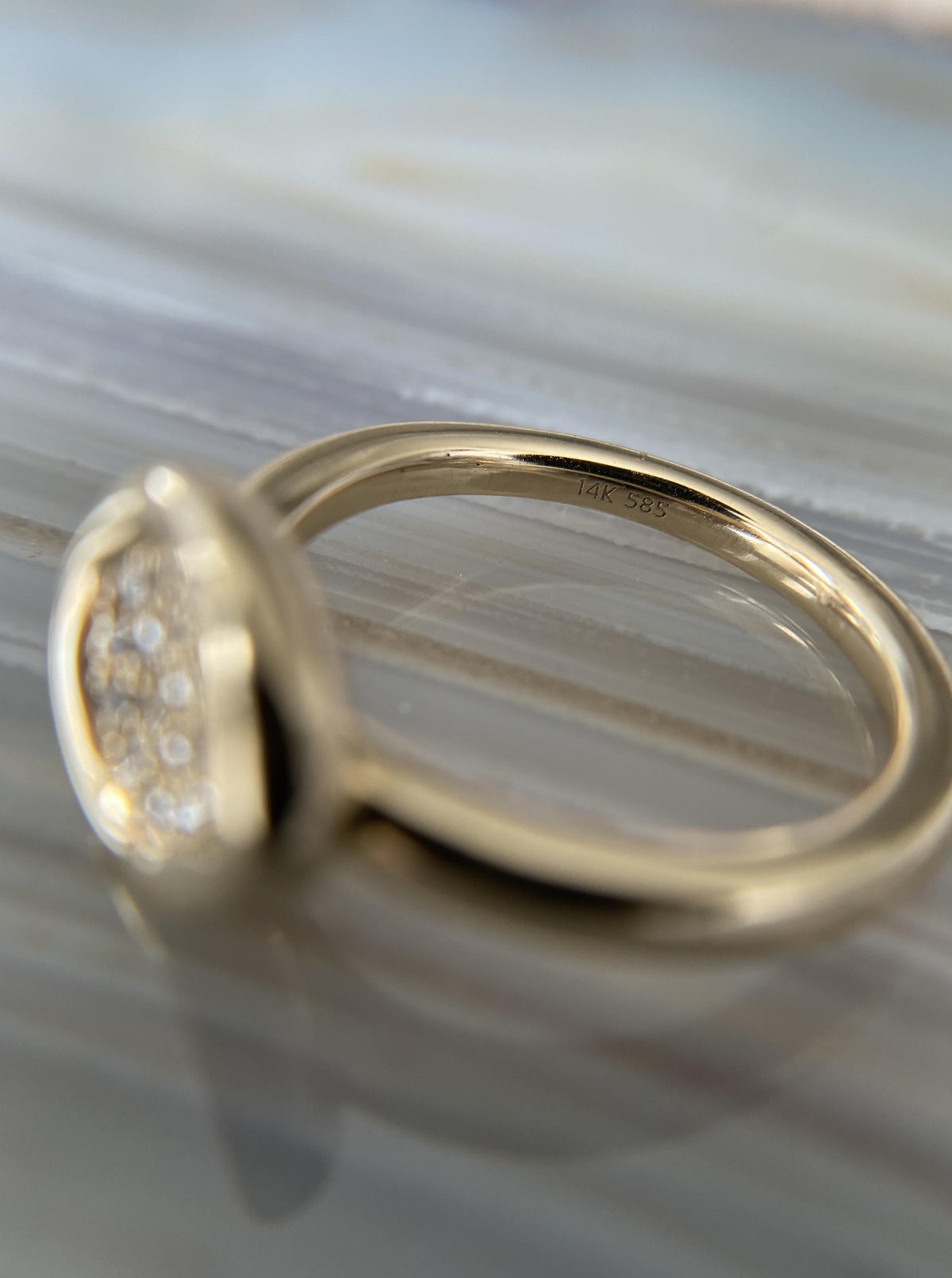 14K Bezel Diamond Cluster Ring