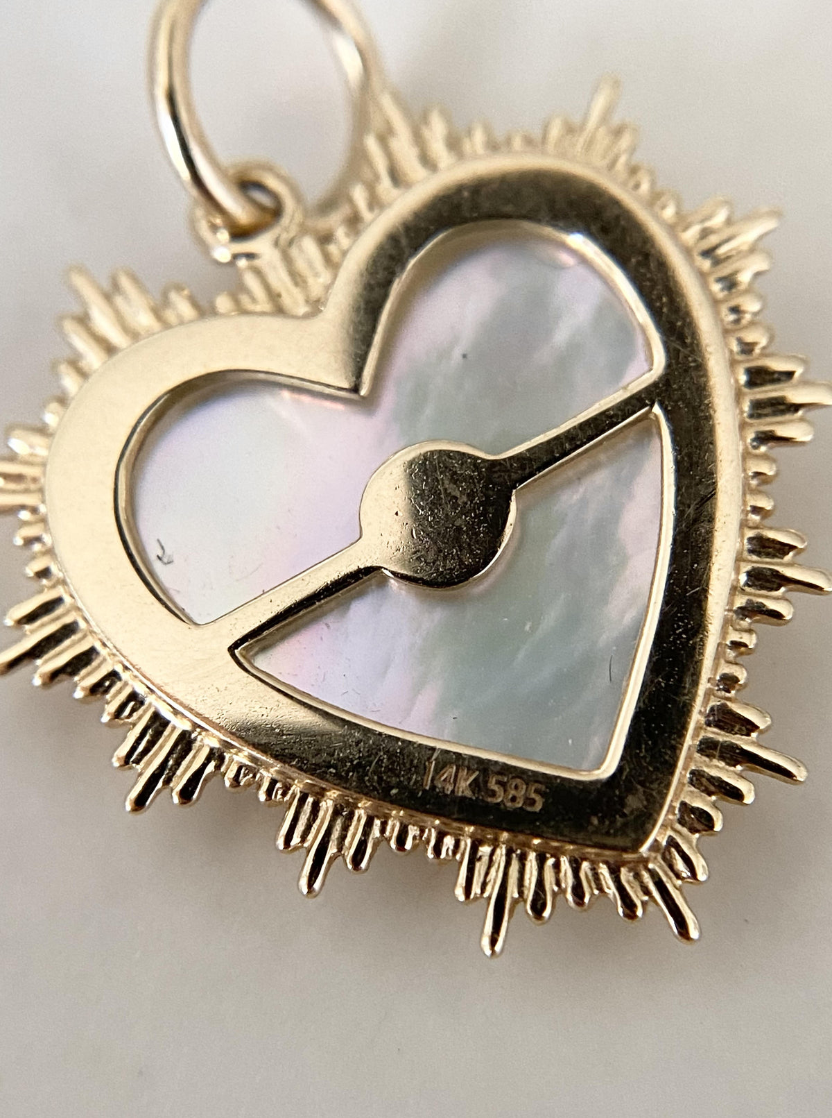 MOP Heart Diamond Charm