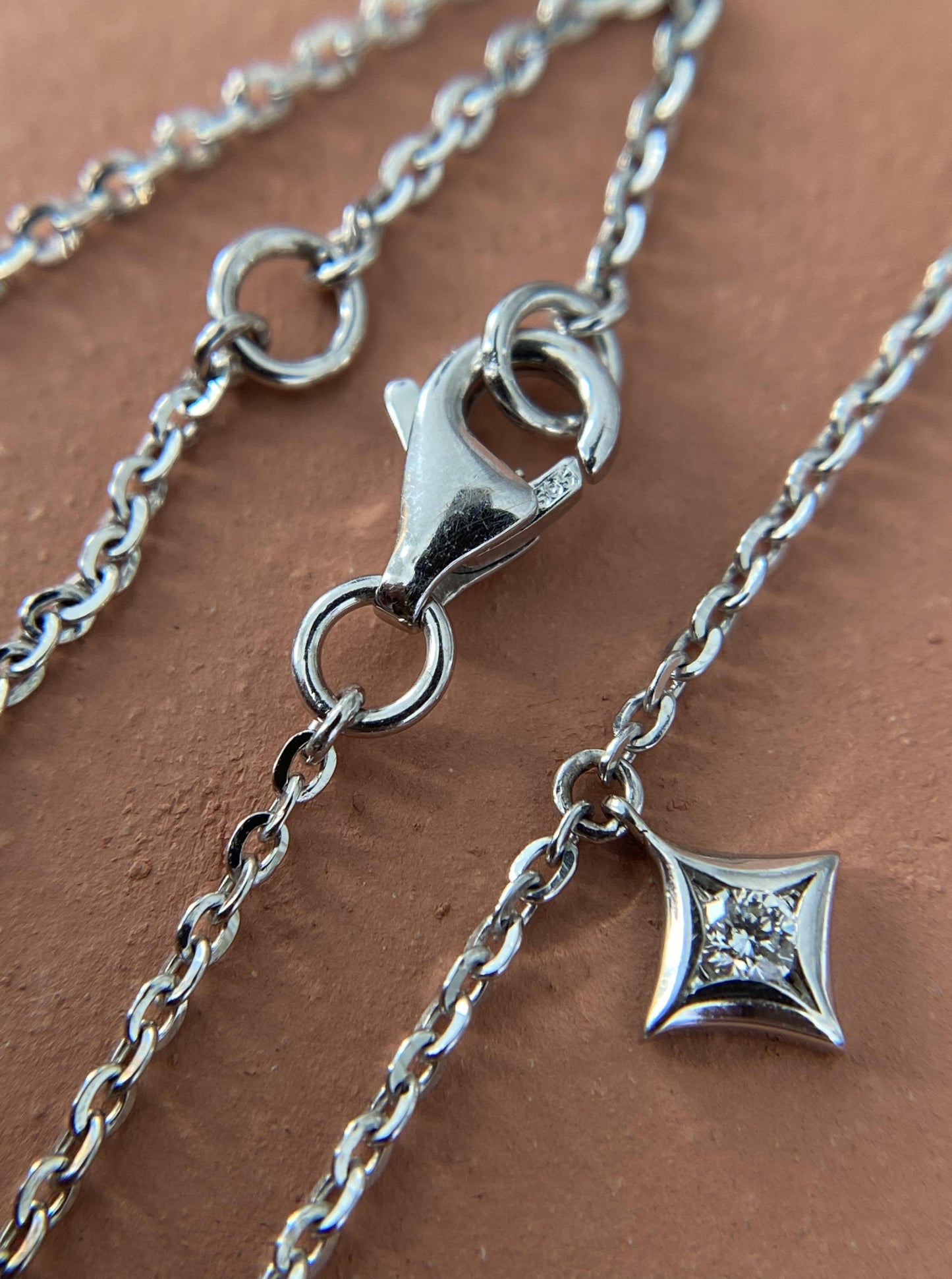 Celestial Drop Diamond Star Necklace (White Gold)