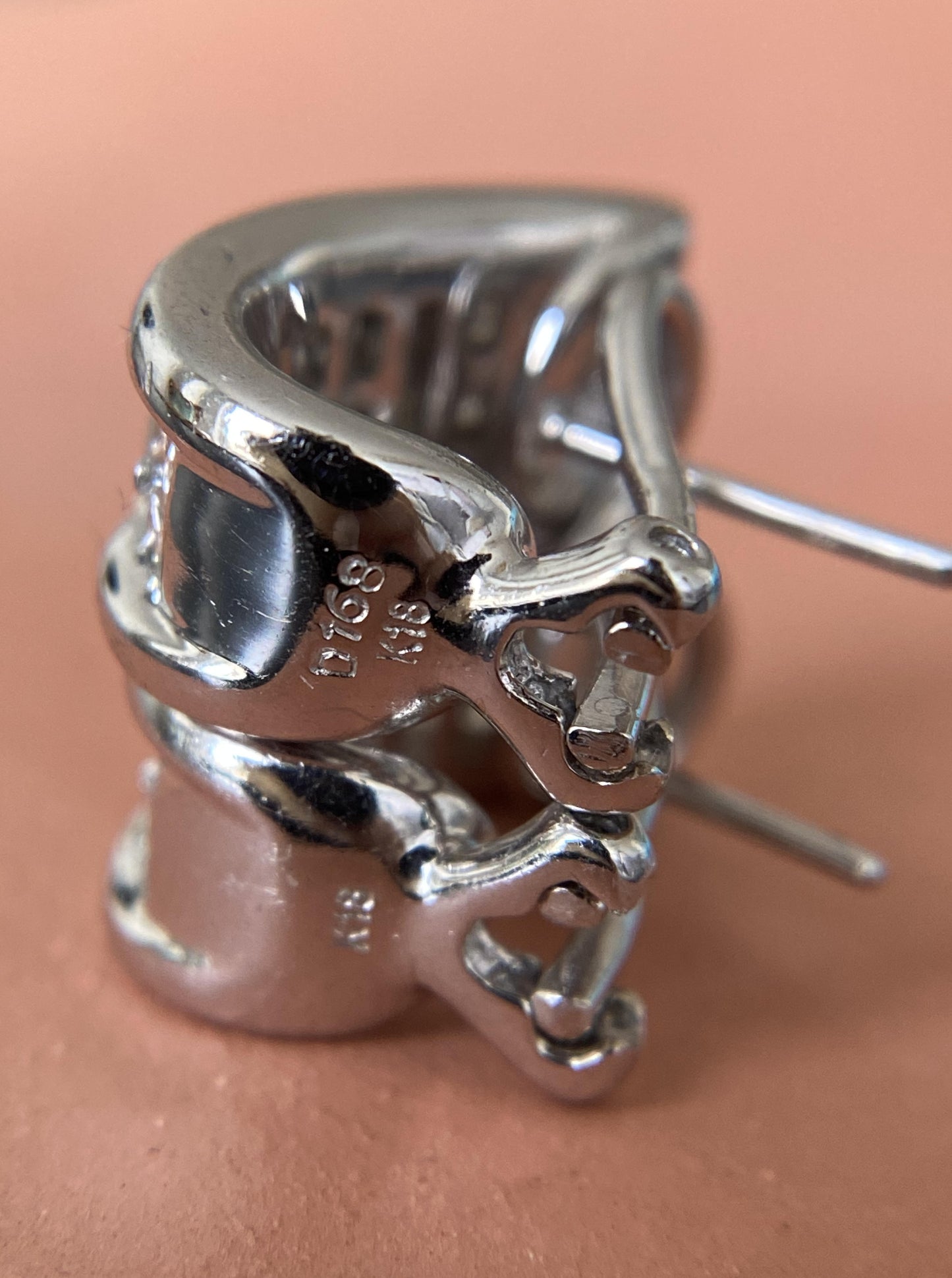 White Gold "U" Clip diamond Studs