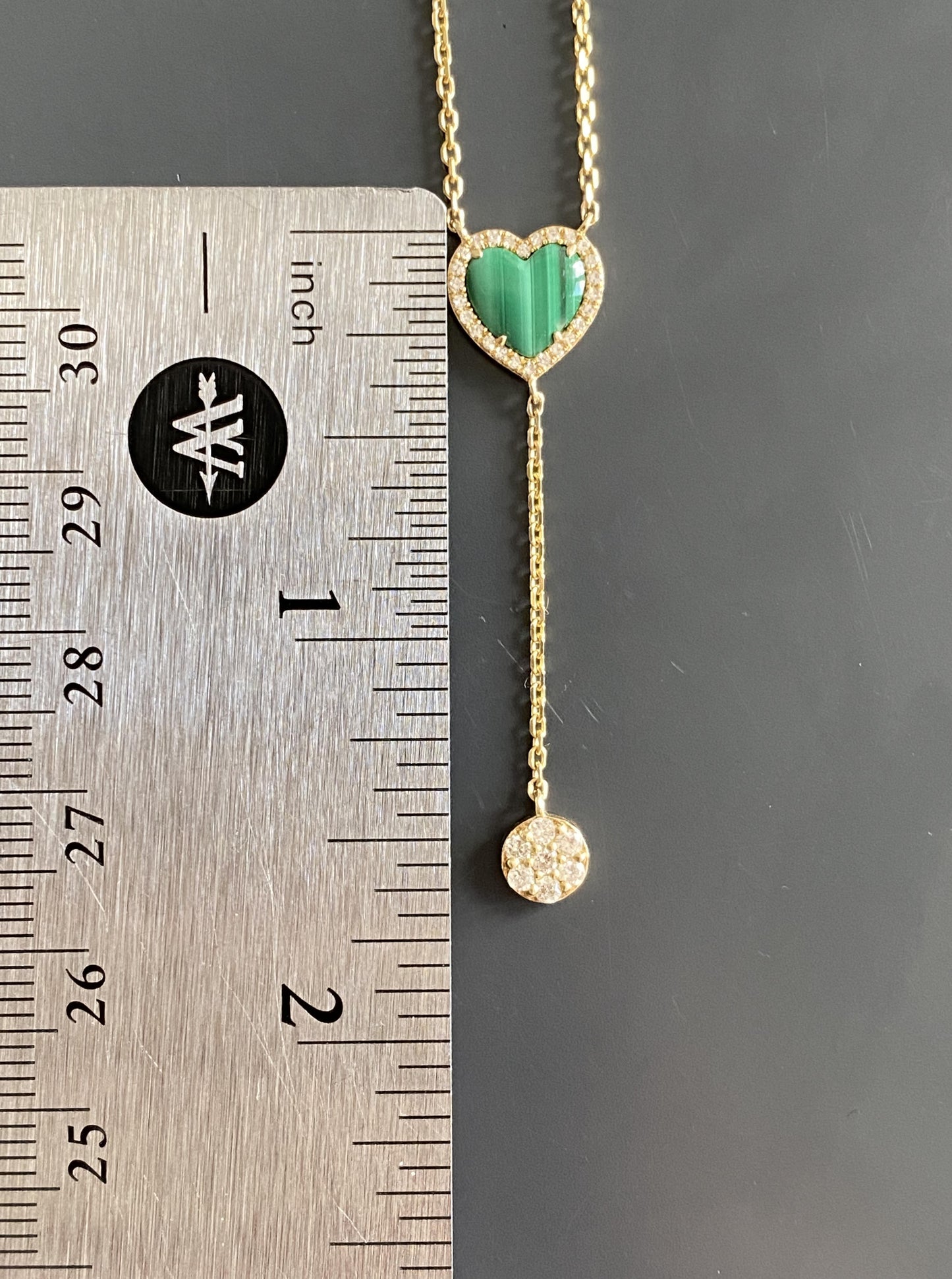 Malachite Heart Lariat Necklace