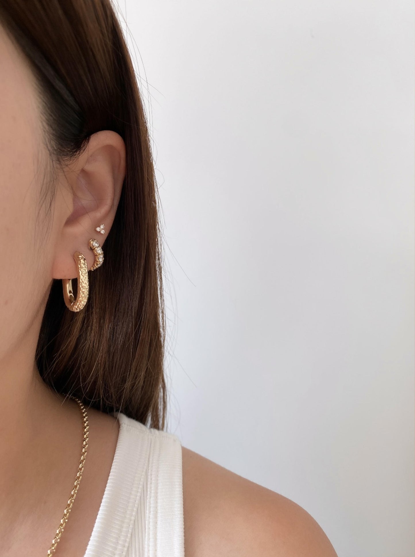Semi Oval Diamond Cut Hoops