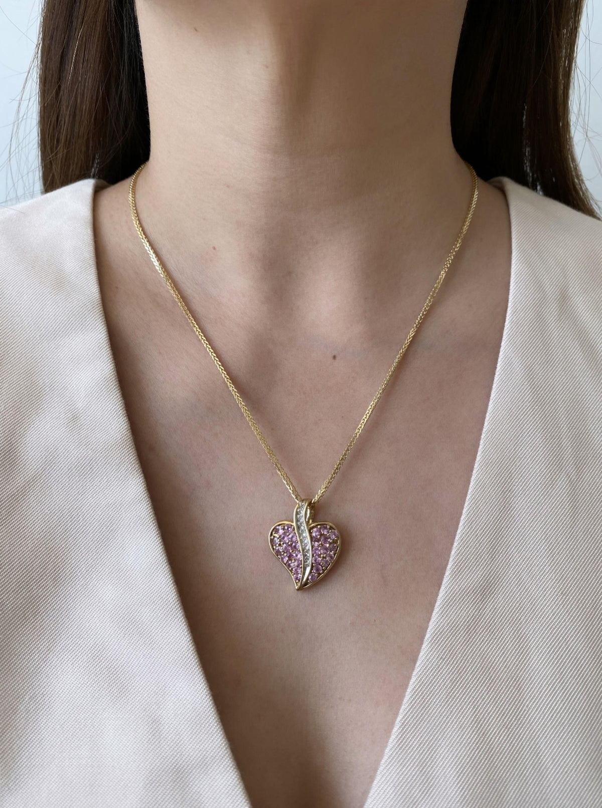 Pink Sapphire Heart Pendant