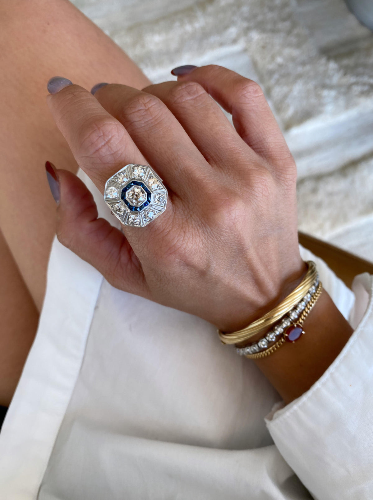 Art Deco Octagonal Cocktail Ring