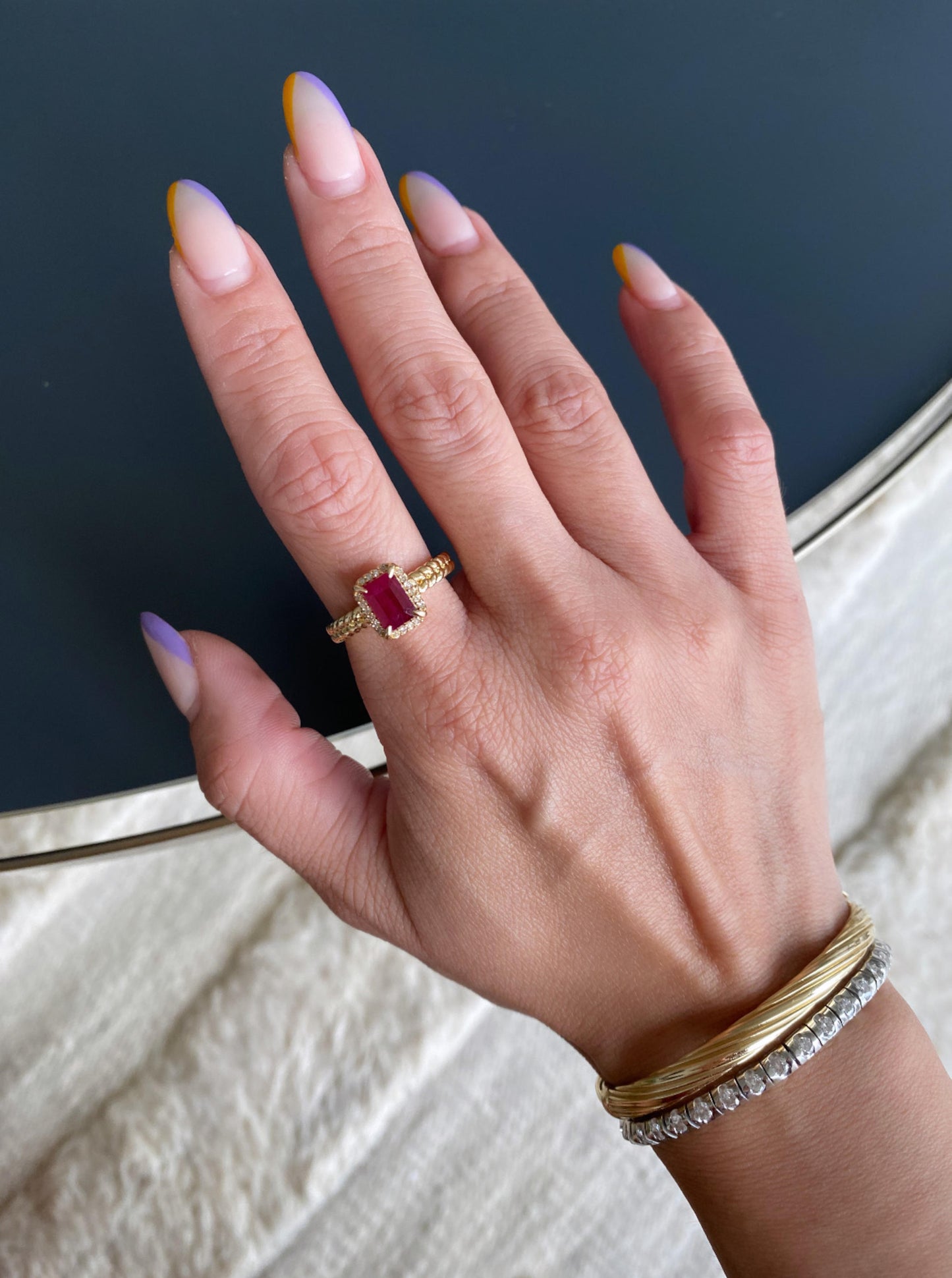 Ruby Ring With Braided Details