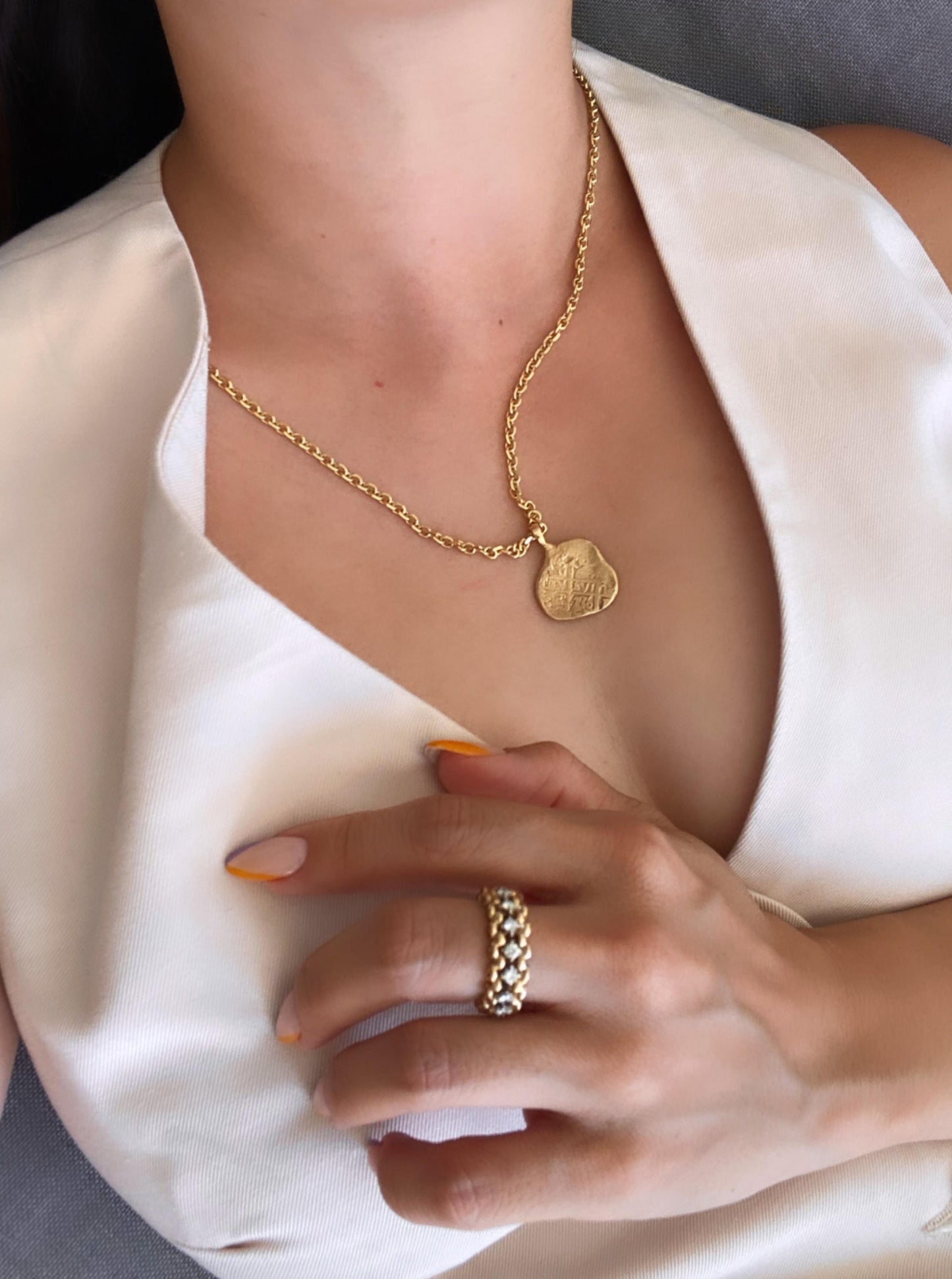 14K Replica Atocha Escudo Gold Coin Pendant