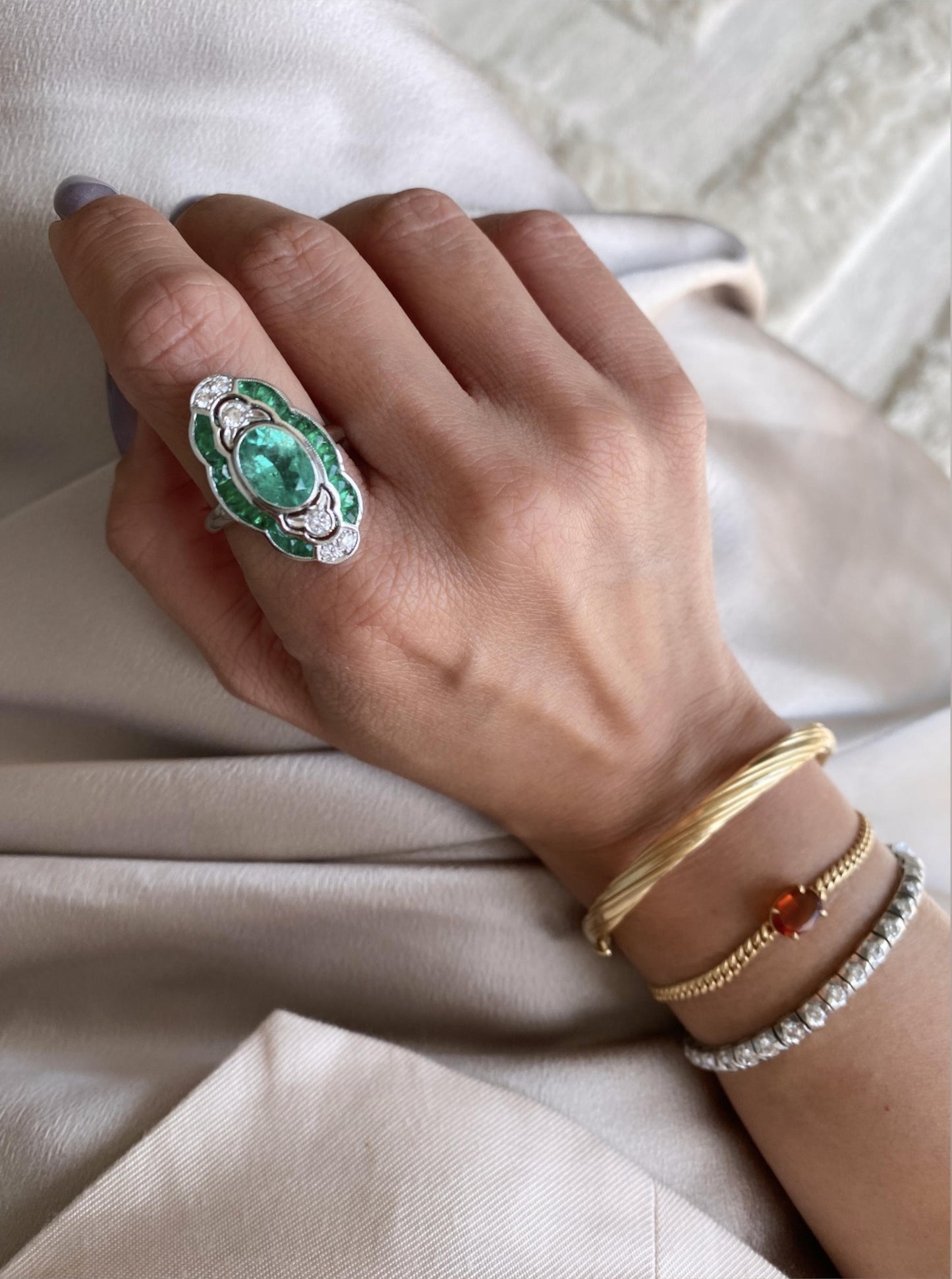 Vintage Colombia Emerald Cocktail Ring