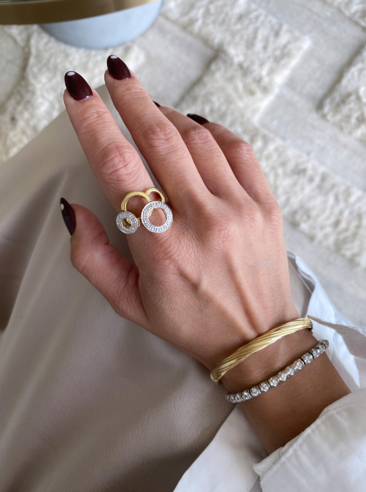 14K Diamond Hoops Cocktail Ring