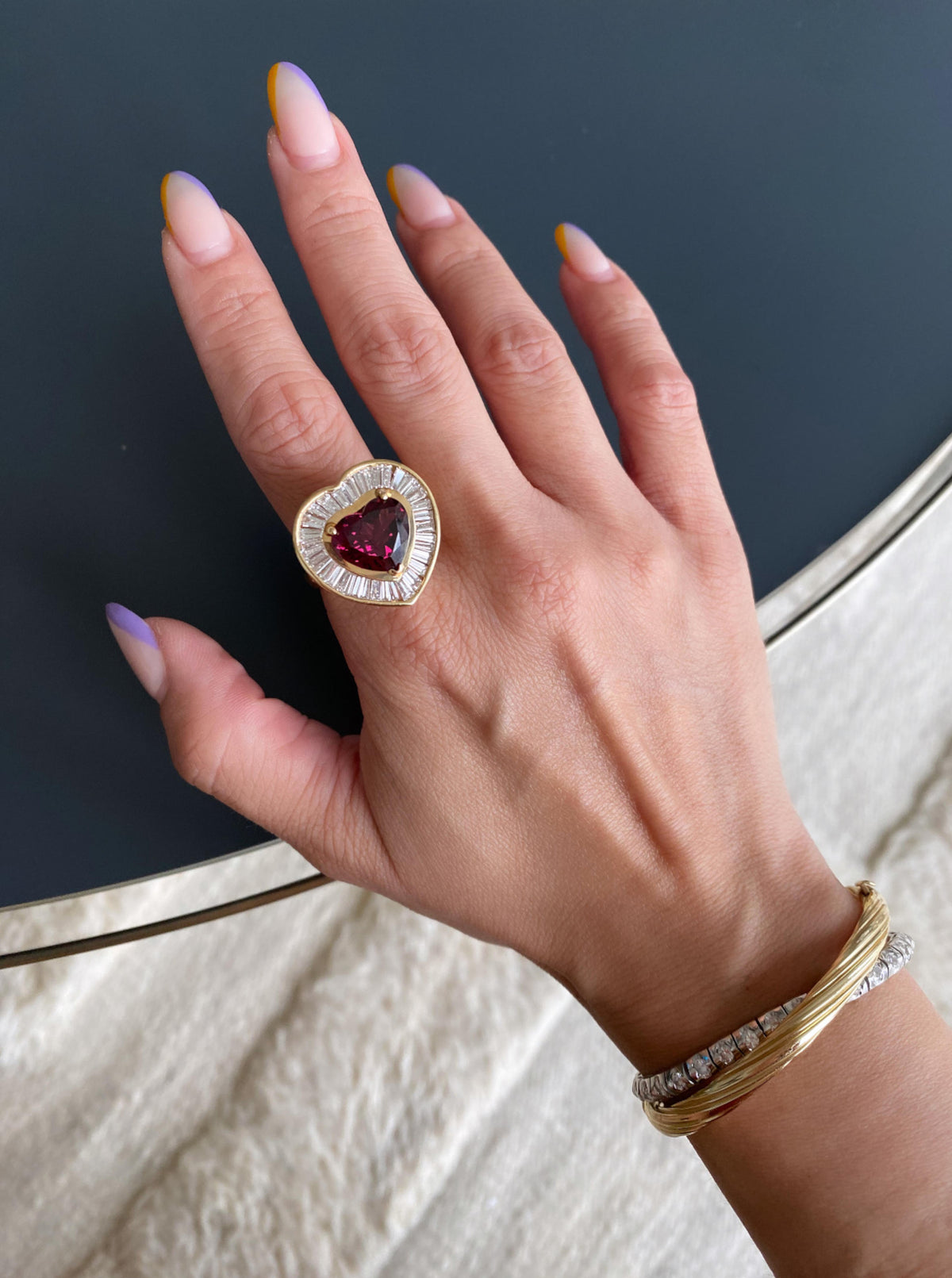 Garnet Heart Cocktail Ring