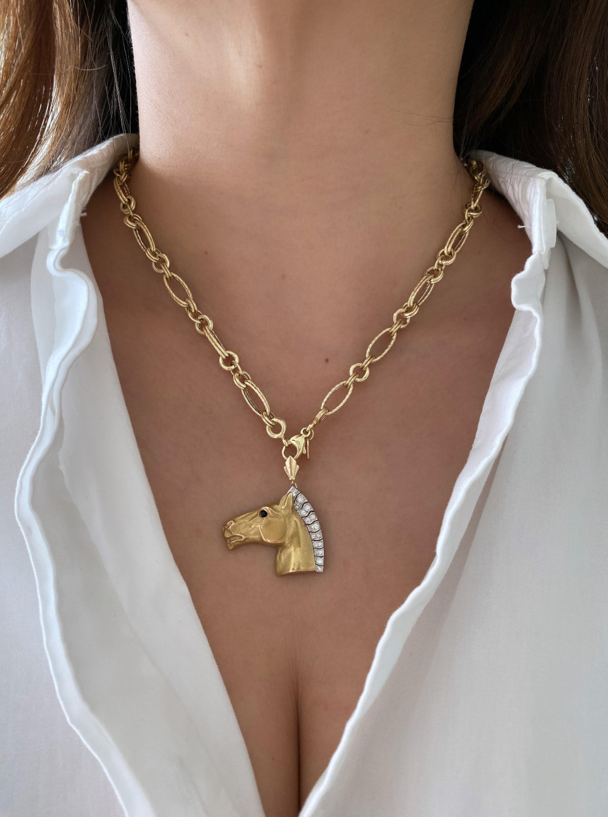 14K Horse Diamond Pendant