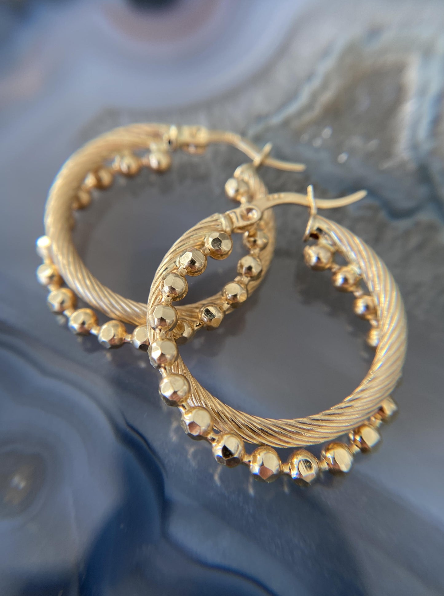 Double Beaded Hoops Earrings