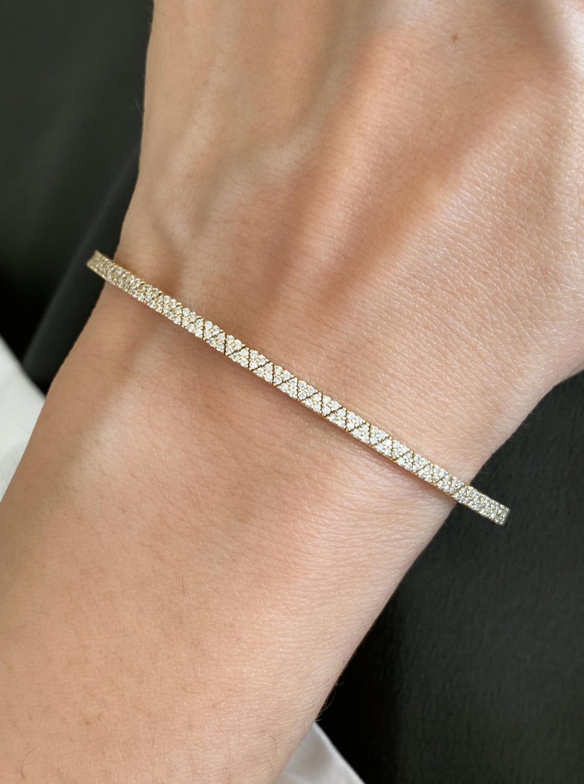 14K Diamond triangular Bangle