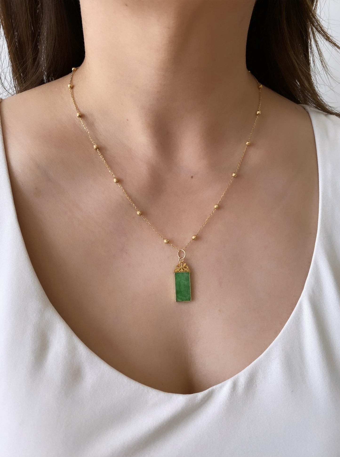 Vintage Rectangular Jade Charm