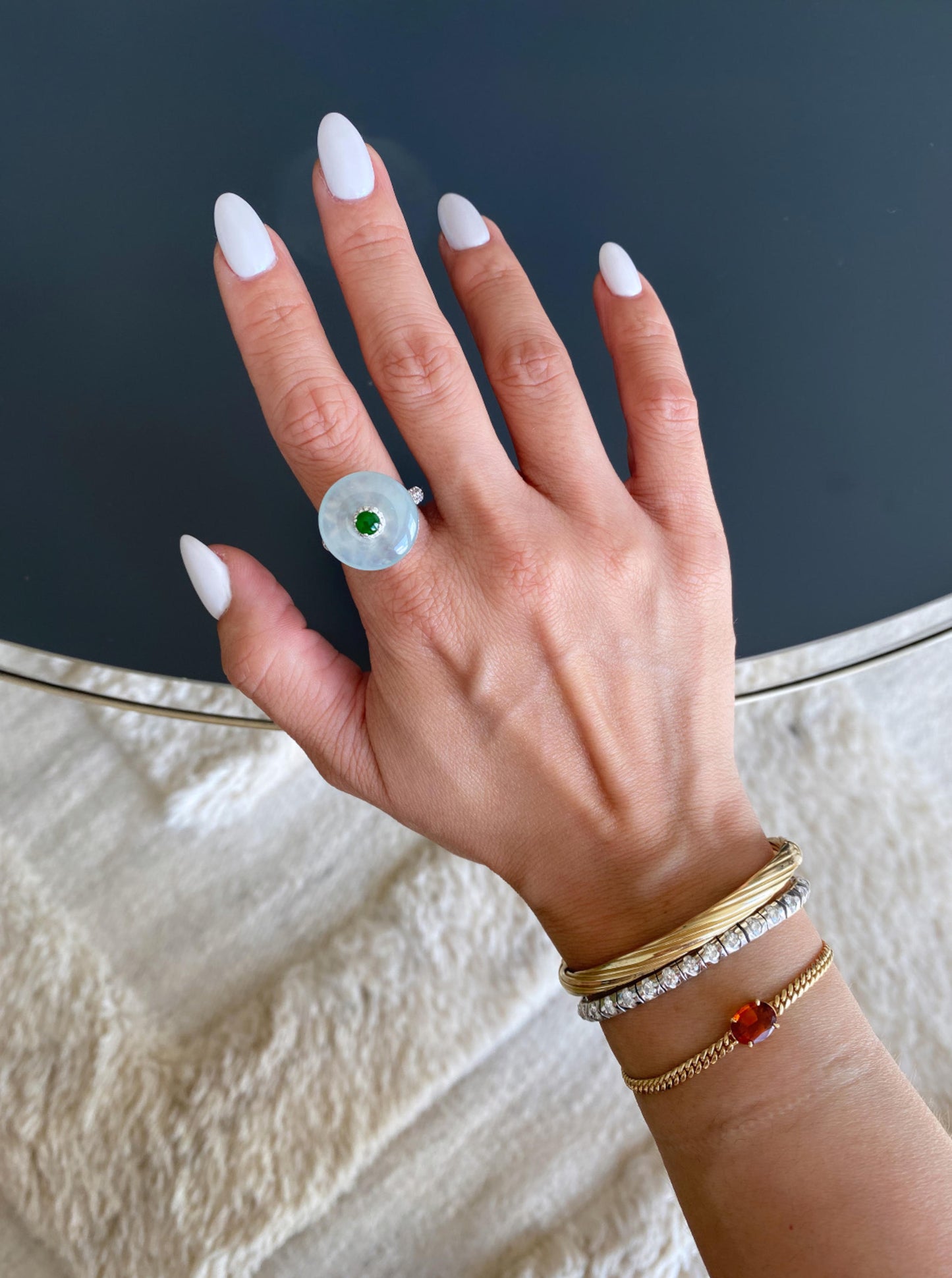 Ice Jade Coin Ring