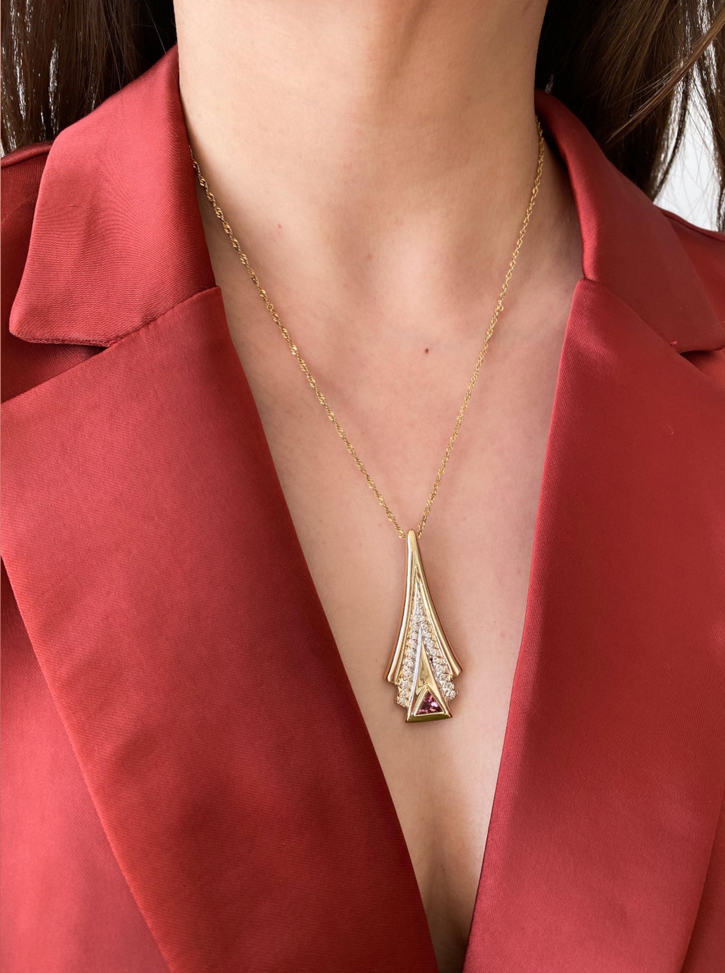 Vintage Tourmaline Pendant Necklace