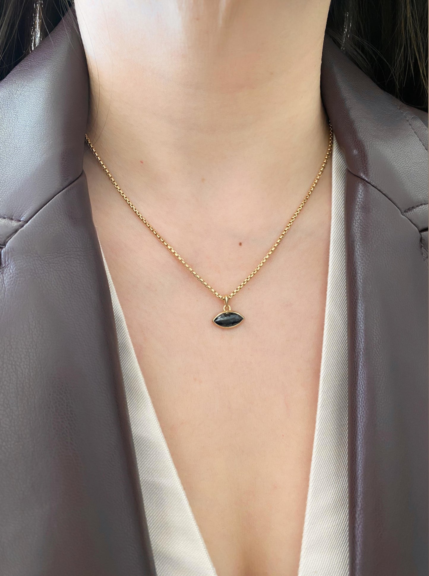 Black Marquise Diamond Charm