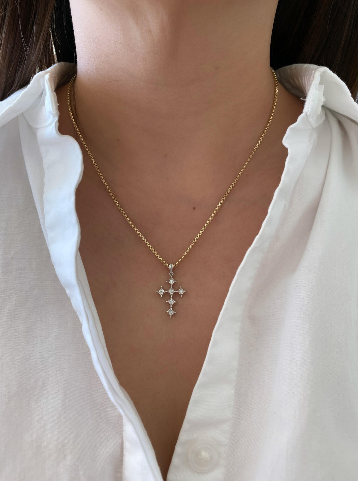 White Gold Diamond Cross Pendant