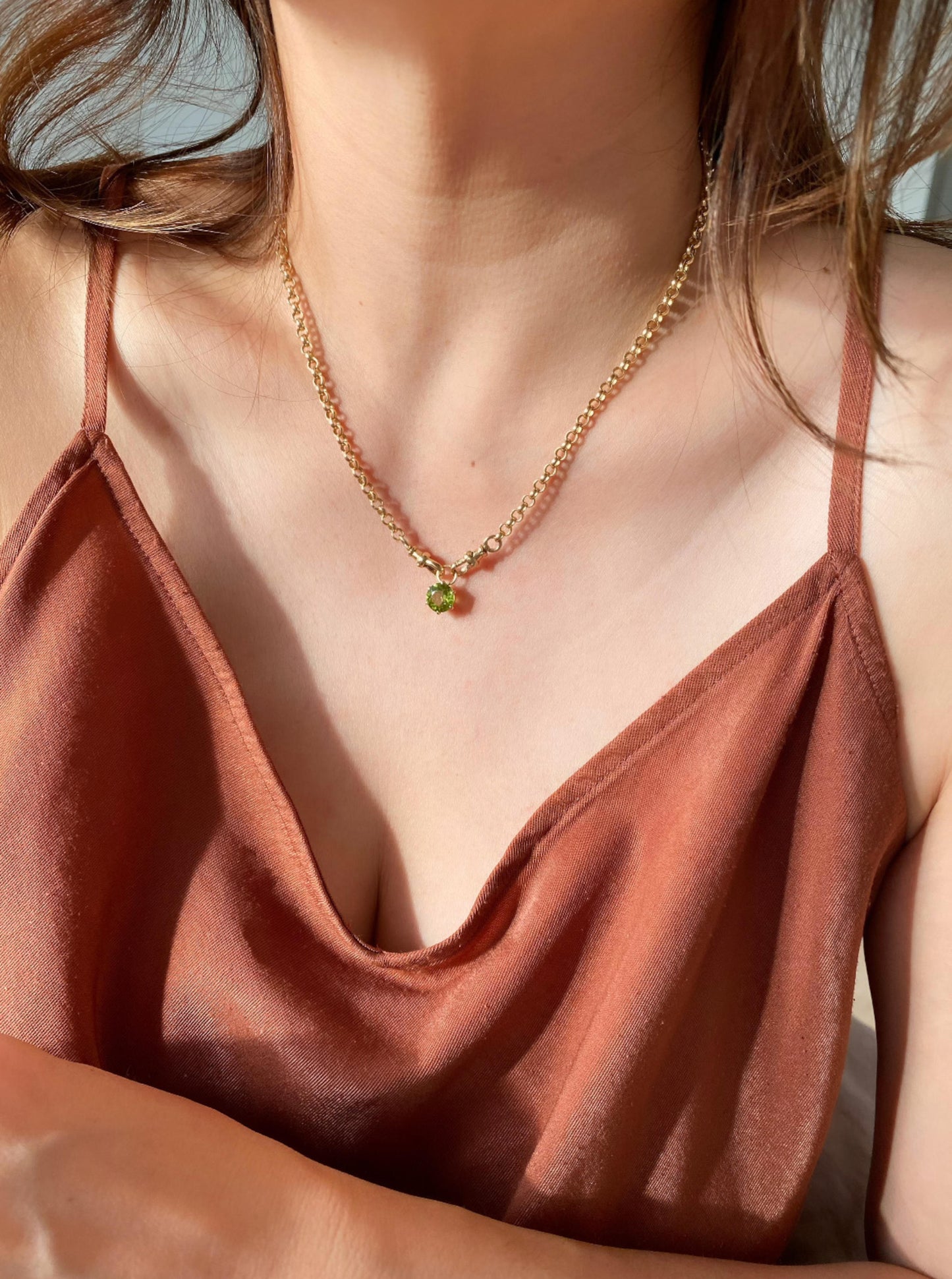 Peridot Charm Hoops