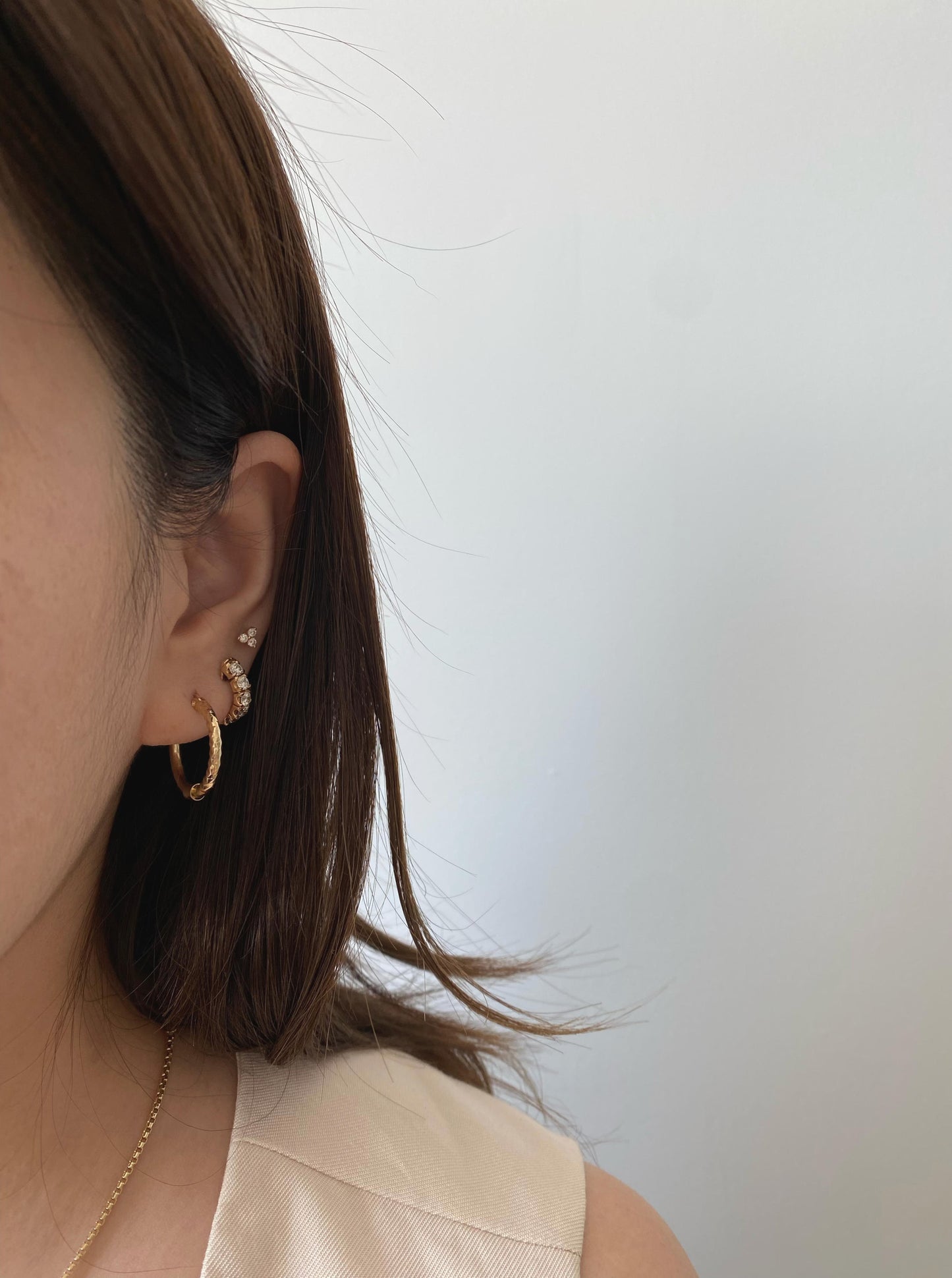 Half Diamond Cut Hoops