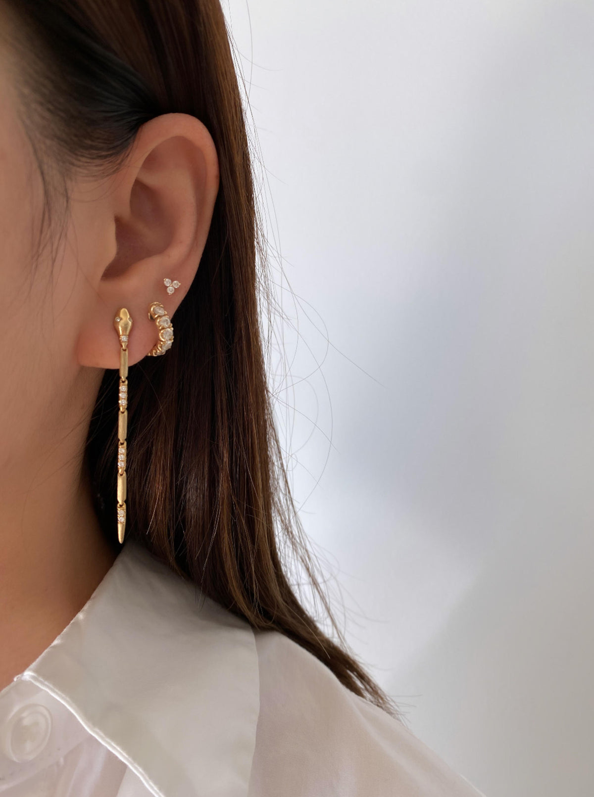 14K Snake Diamond Earrings
