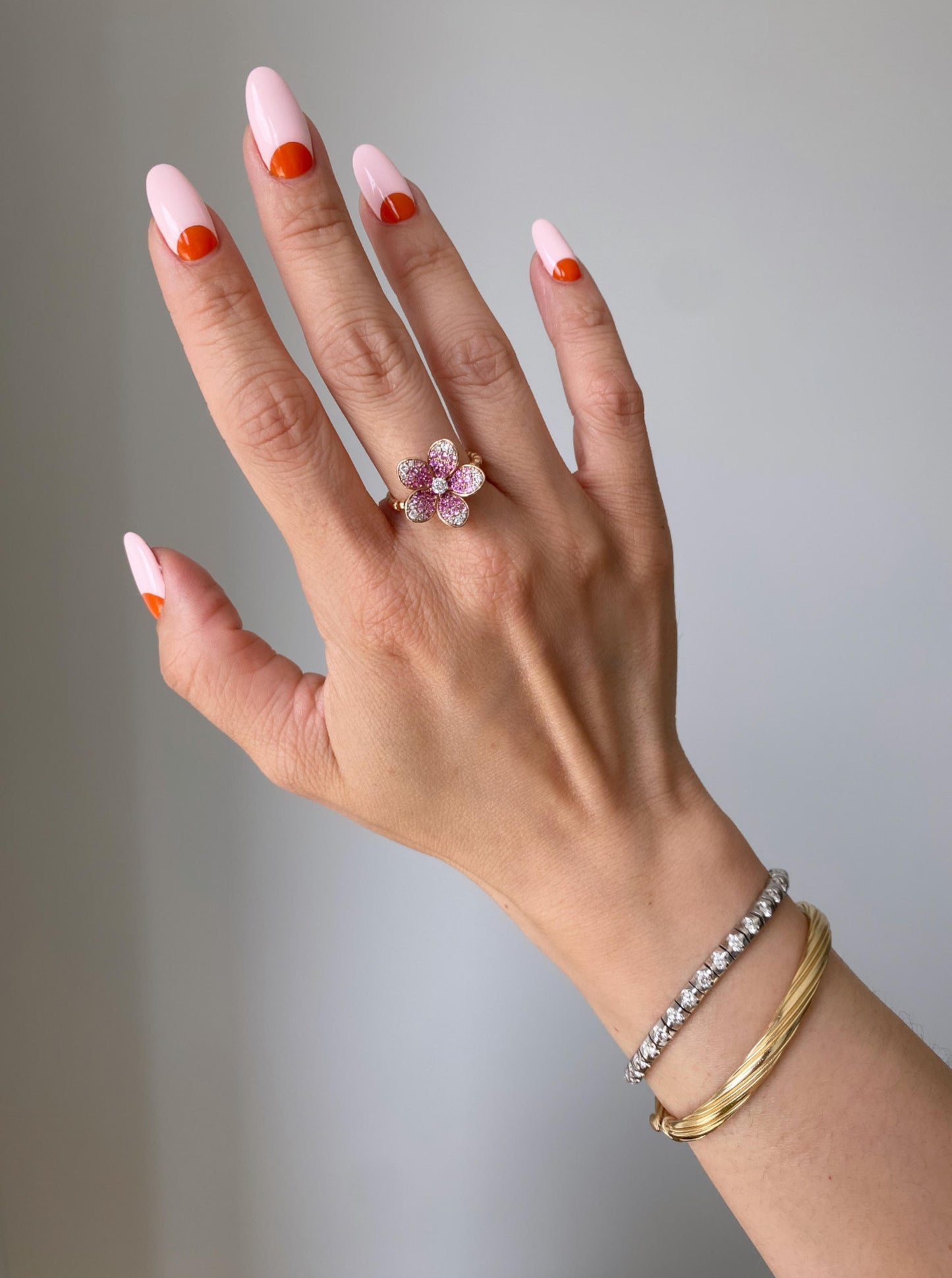 Pink Sapphire Flower Ring
