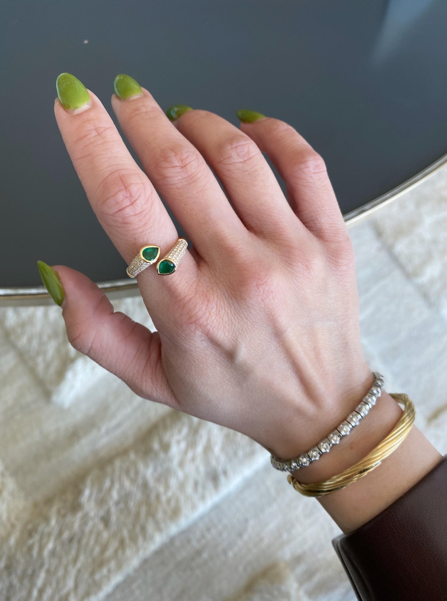 Open Emerald Toi Et Moi Ring