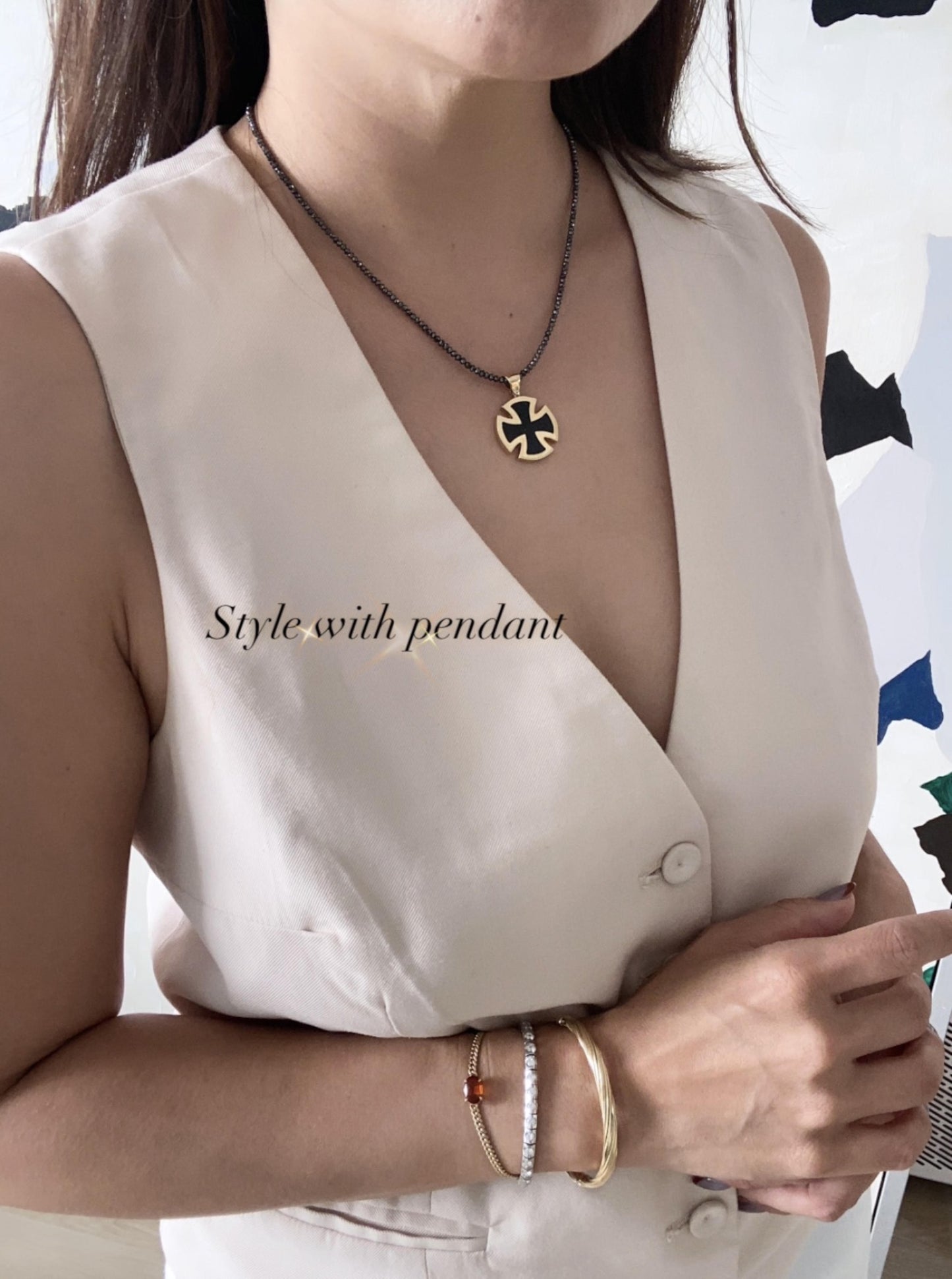 14K Black Diamond Beaded Chain