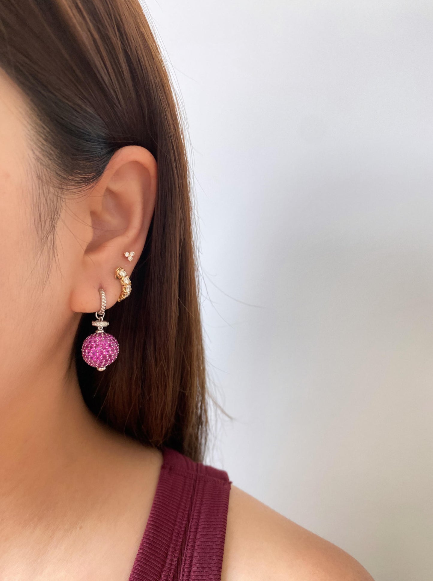 Pink Sapphire Disco Ball Earrings