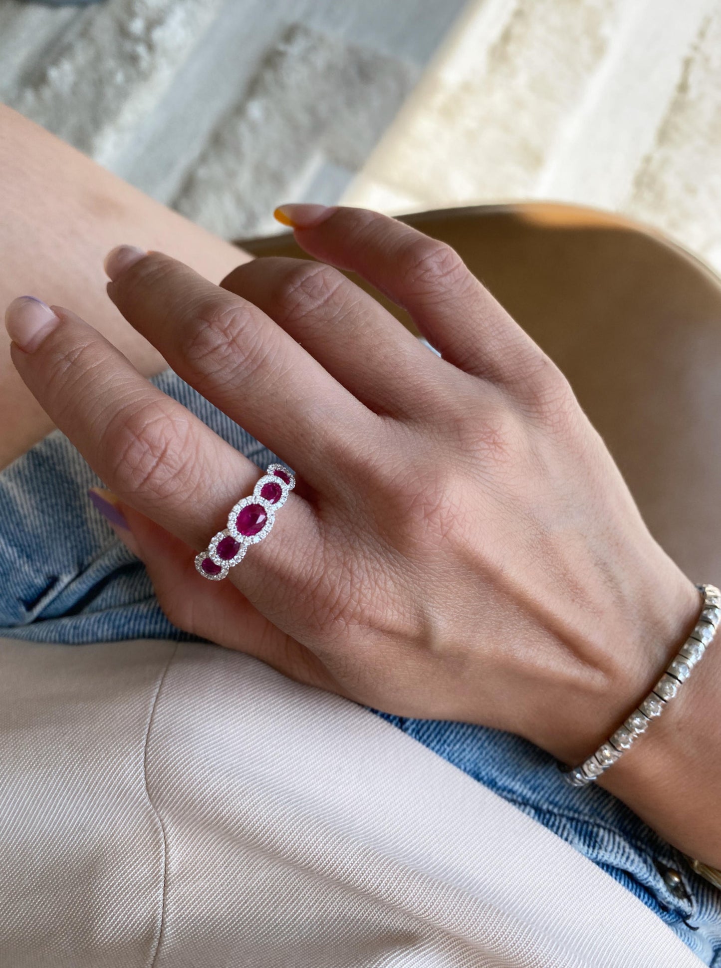 Five Ruby Diamond Band