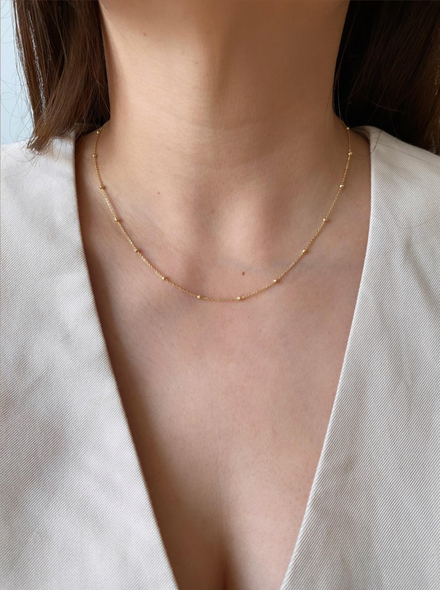14K Beaded Chain (16" inches)