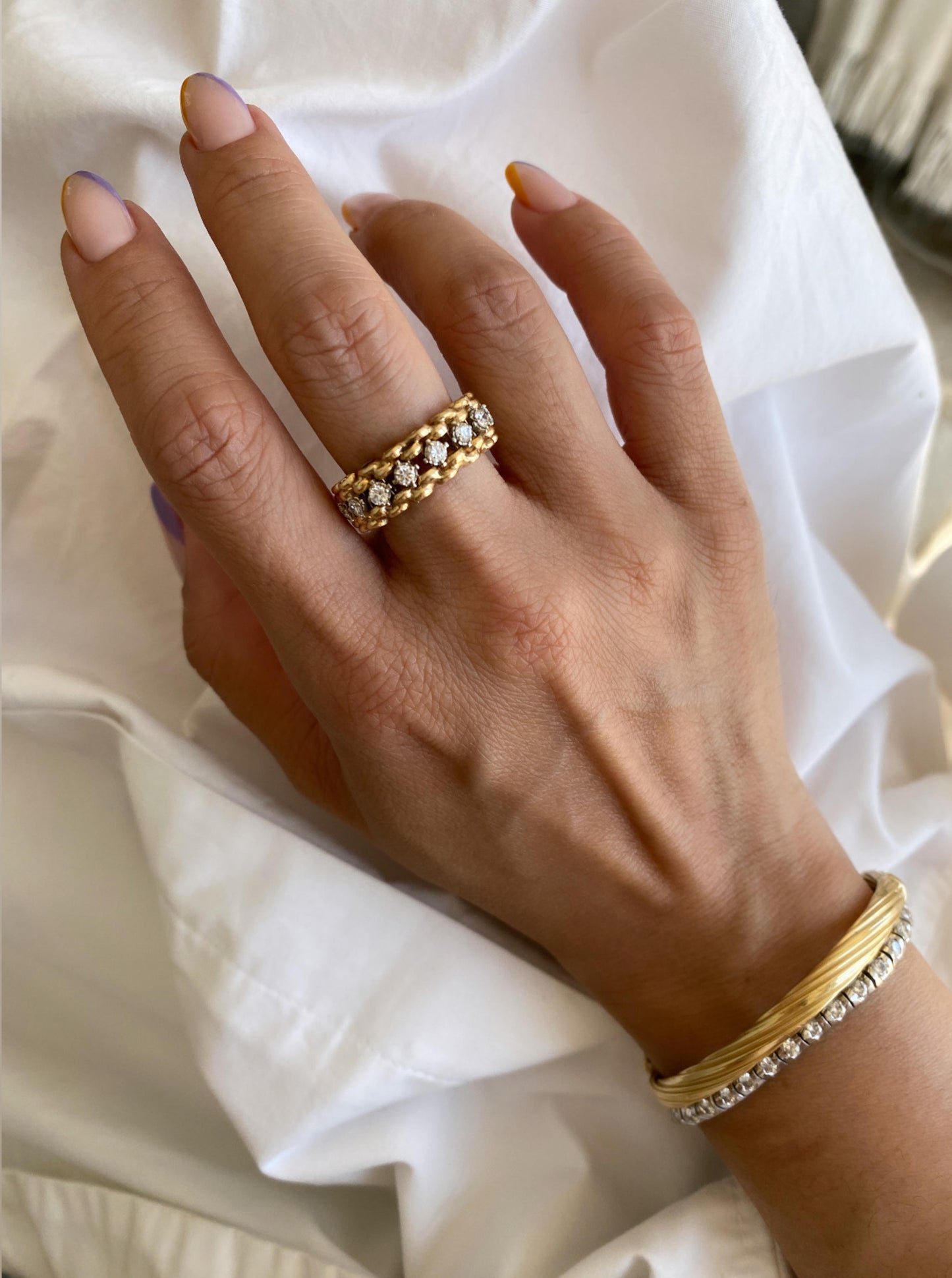 Vintage Eternity Diamond Biker Chain Band