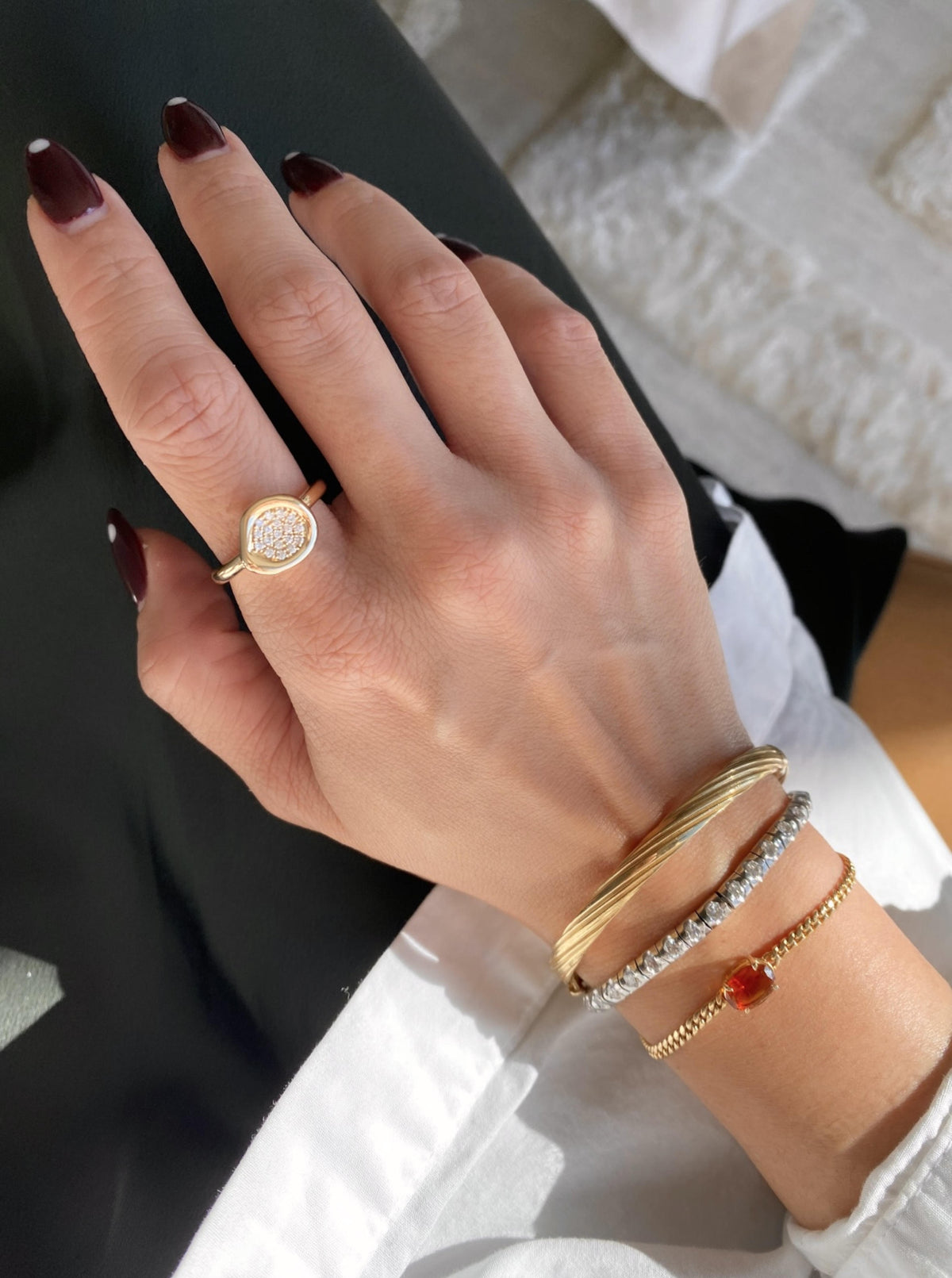 14K Bezel Diamond Cluster Ring
