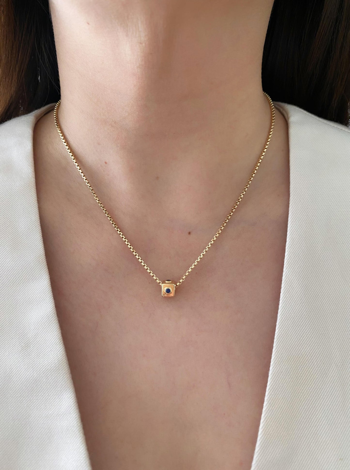 Sapphire Square Spacer Charm
