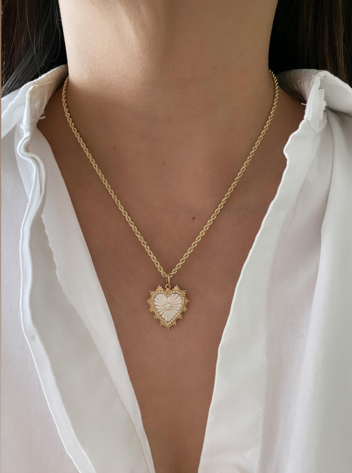MOP Heart Diamond Charm