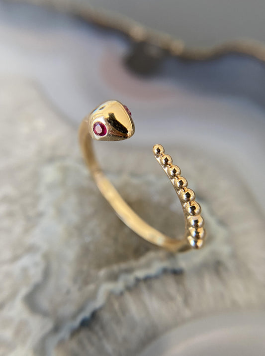 Ruby Eye Snake Ring