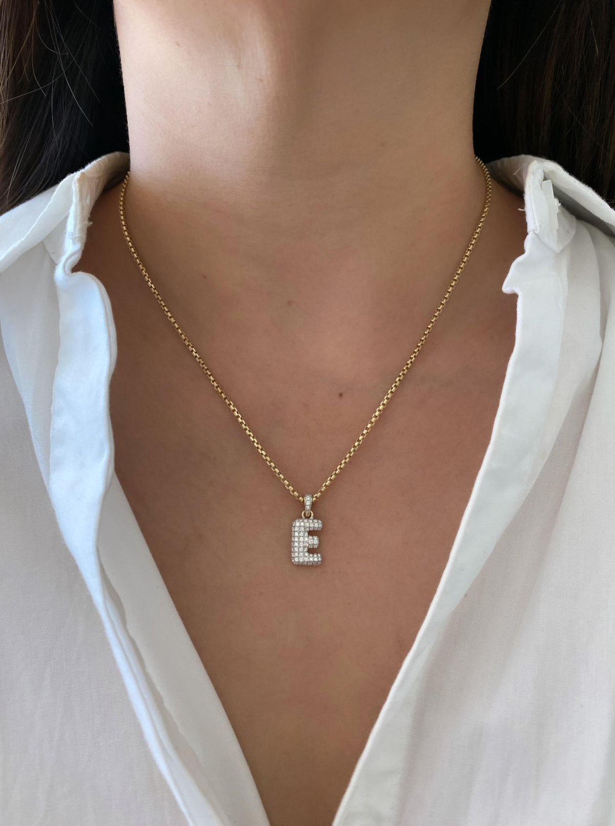 Letter "E" Diamond Charm