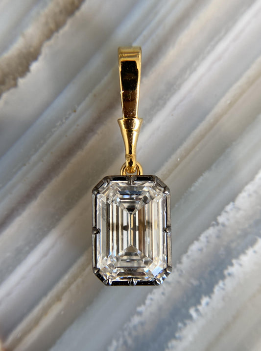Emerald Cut Lab Diamond Charm