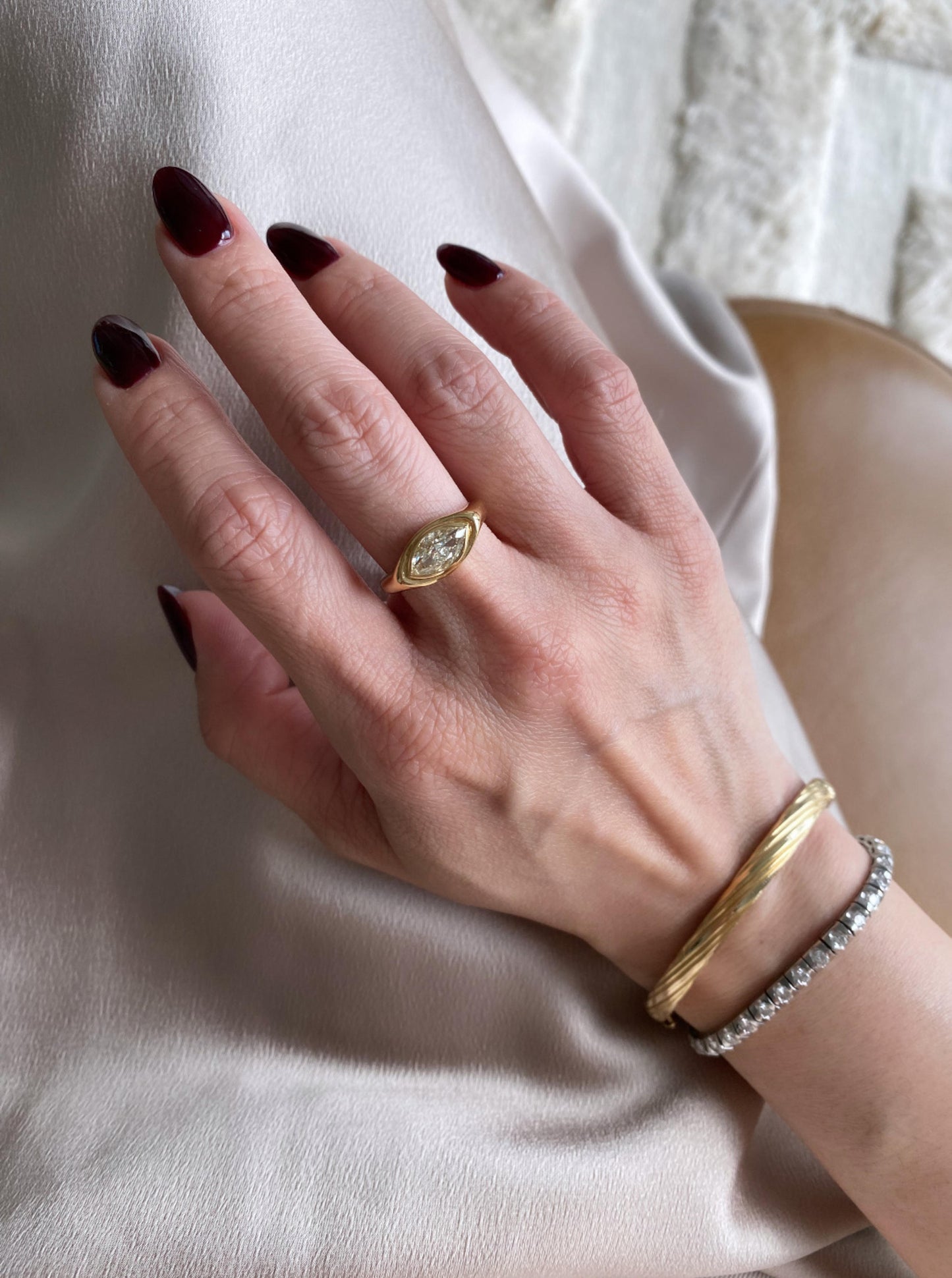 Marquise Diamond Signet Ring