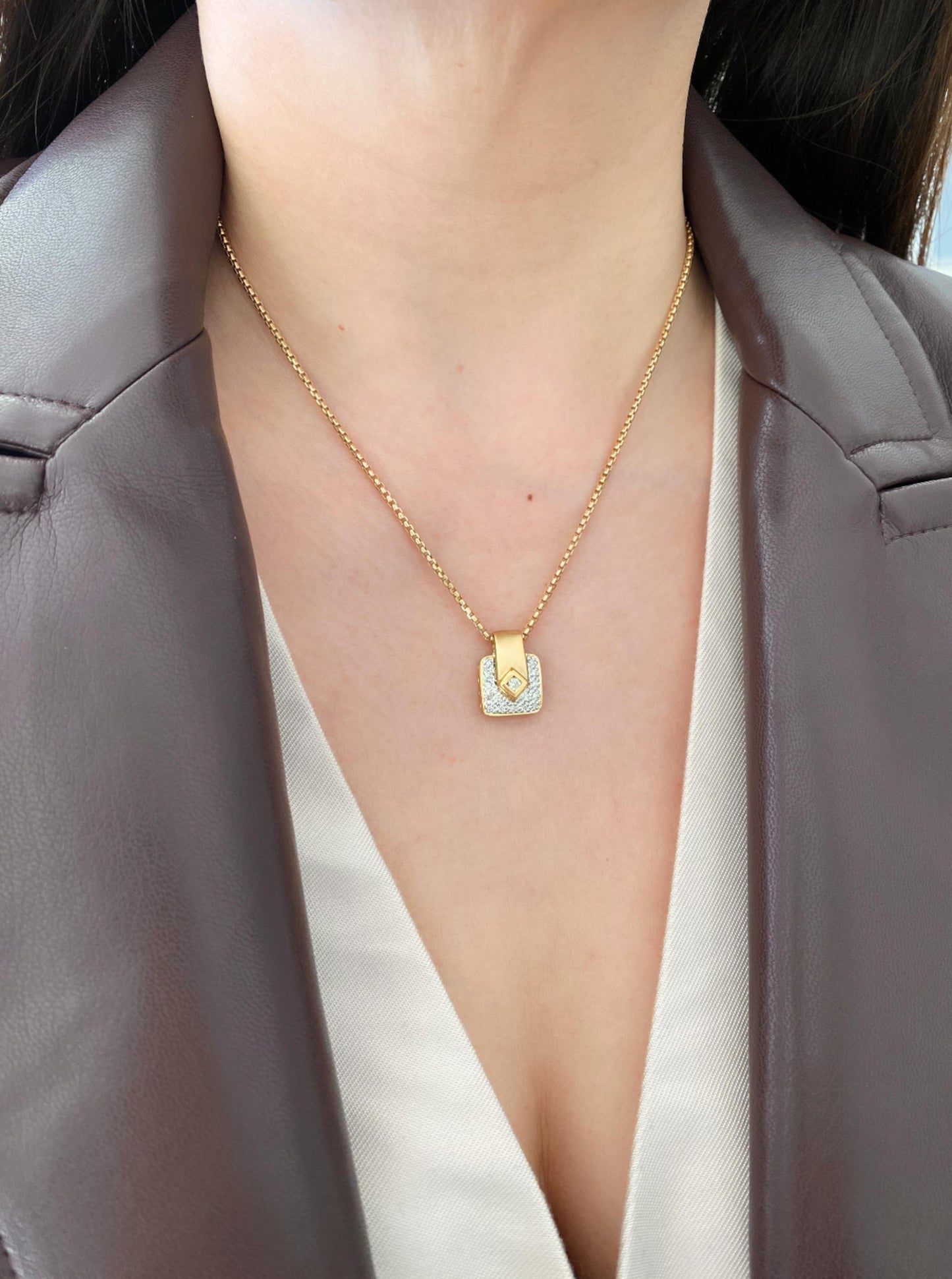 Vintage Diamond Square Charm