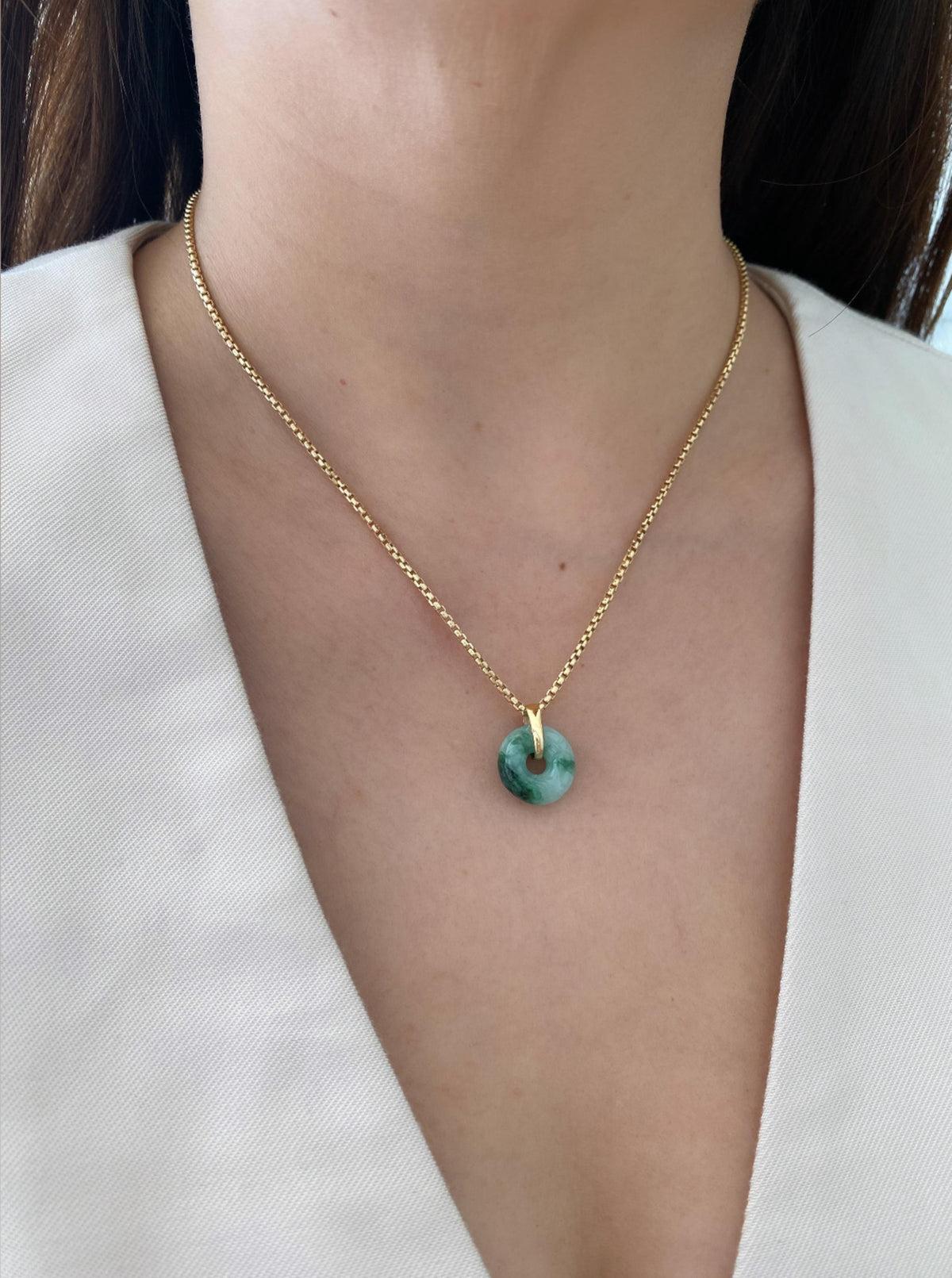 Chunky Carved Jade Coin Charm