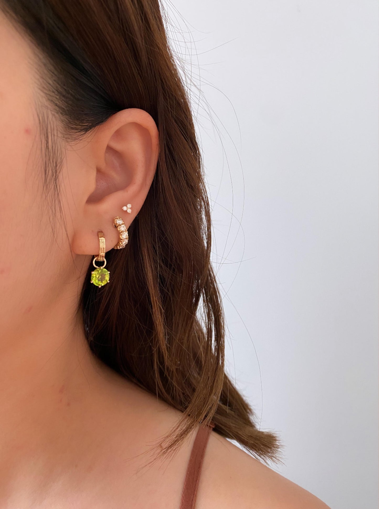 Peridot Charm Hoops