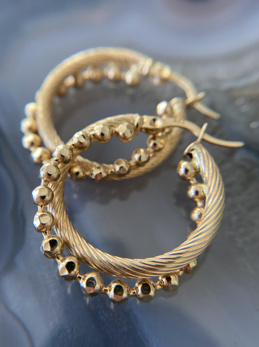 Double Beaded Hoops Earrings