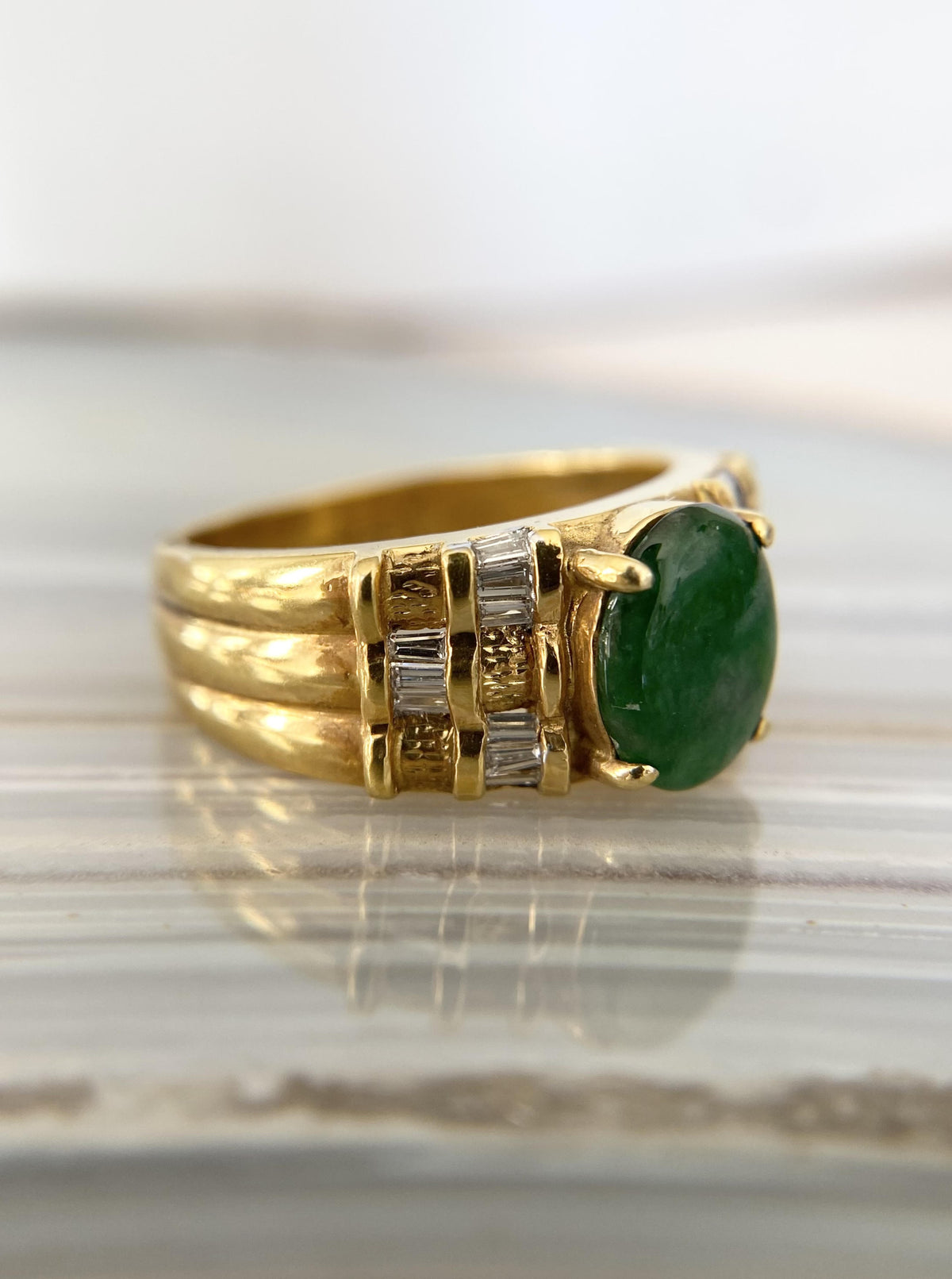 Vintage Jade Woven Diamond Ring