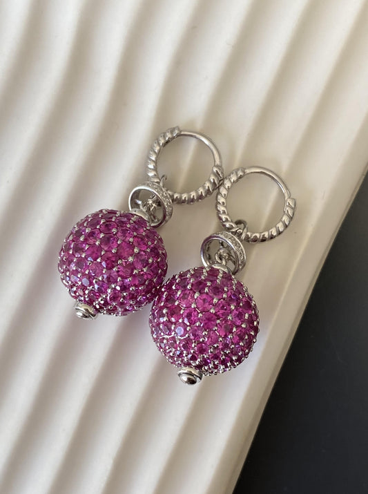 Pink Sapphire Disco Ball Earrings