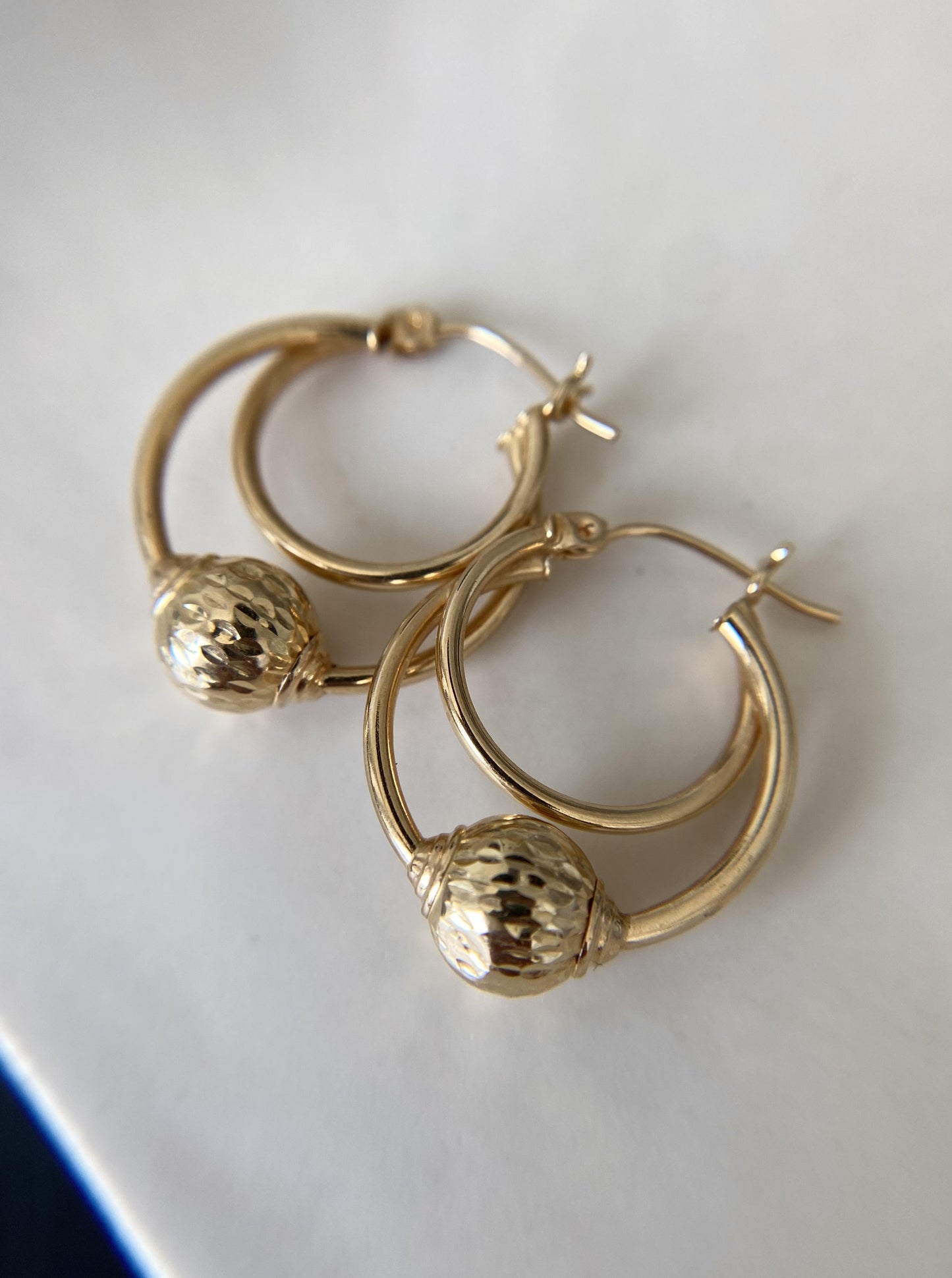 Double Diamond Cut Ball Hoops