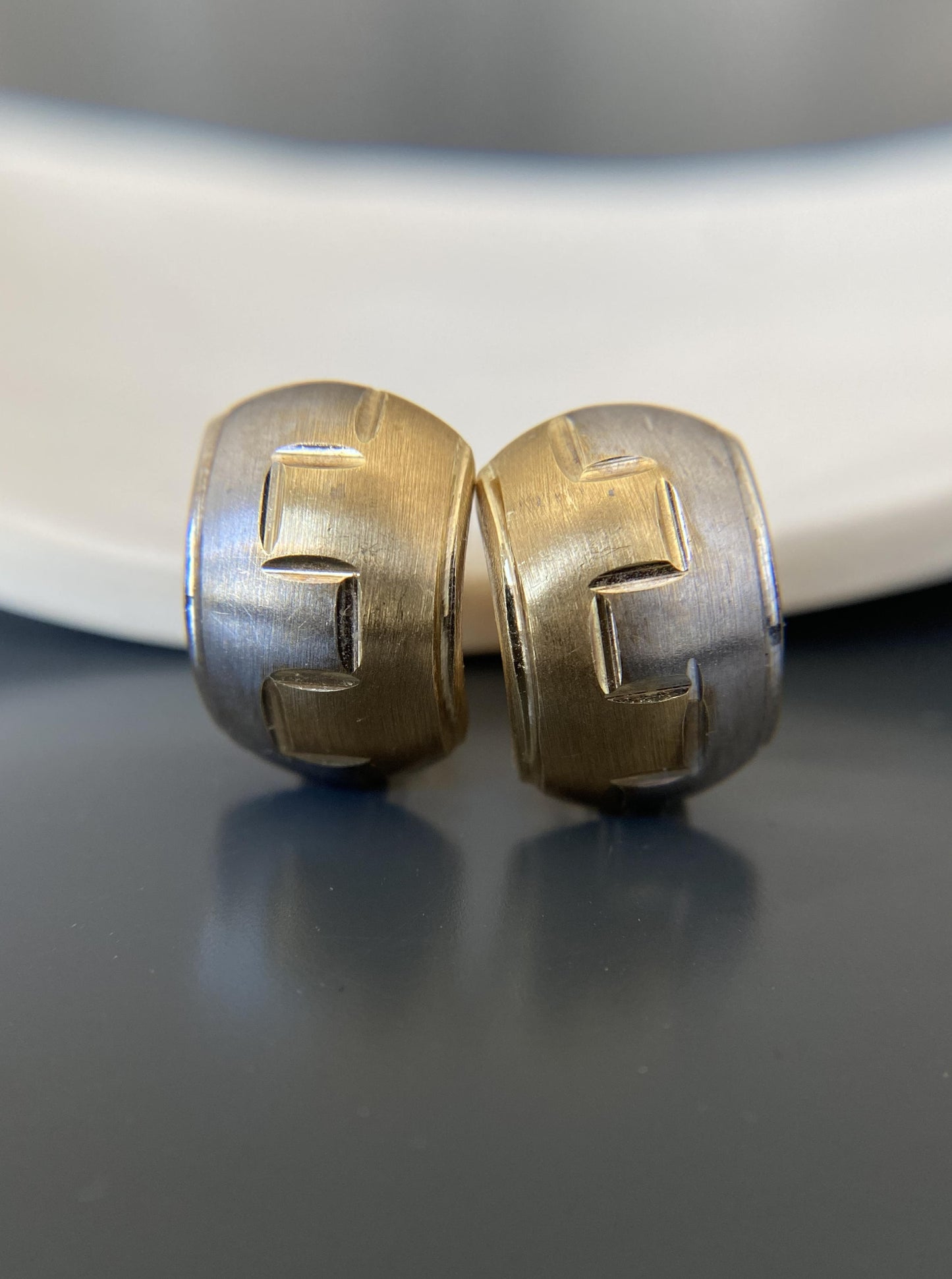 14K Vintage Two Tone Huggies