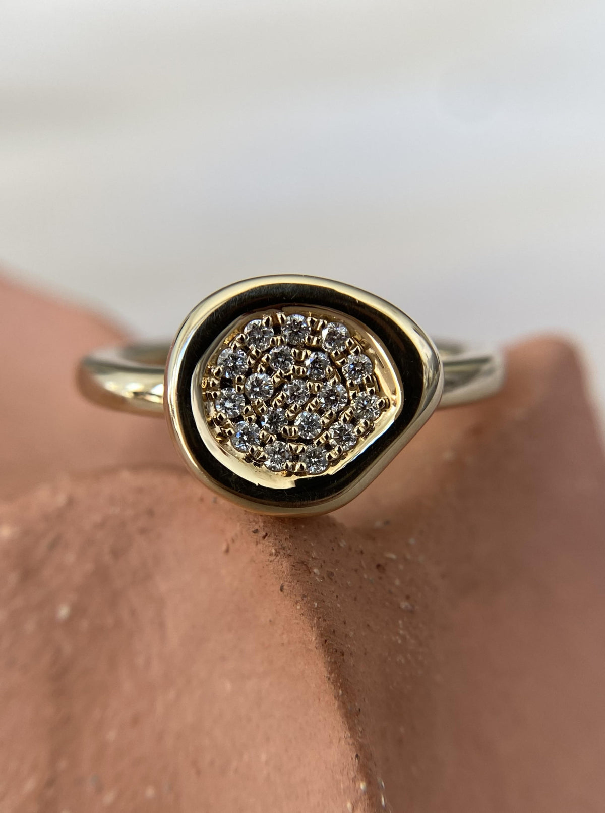 14K Bezel Diamond Cluster Ring