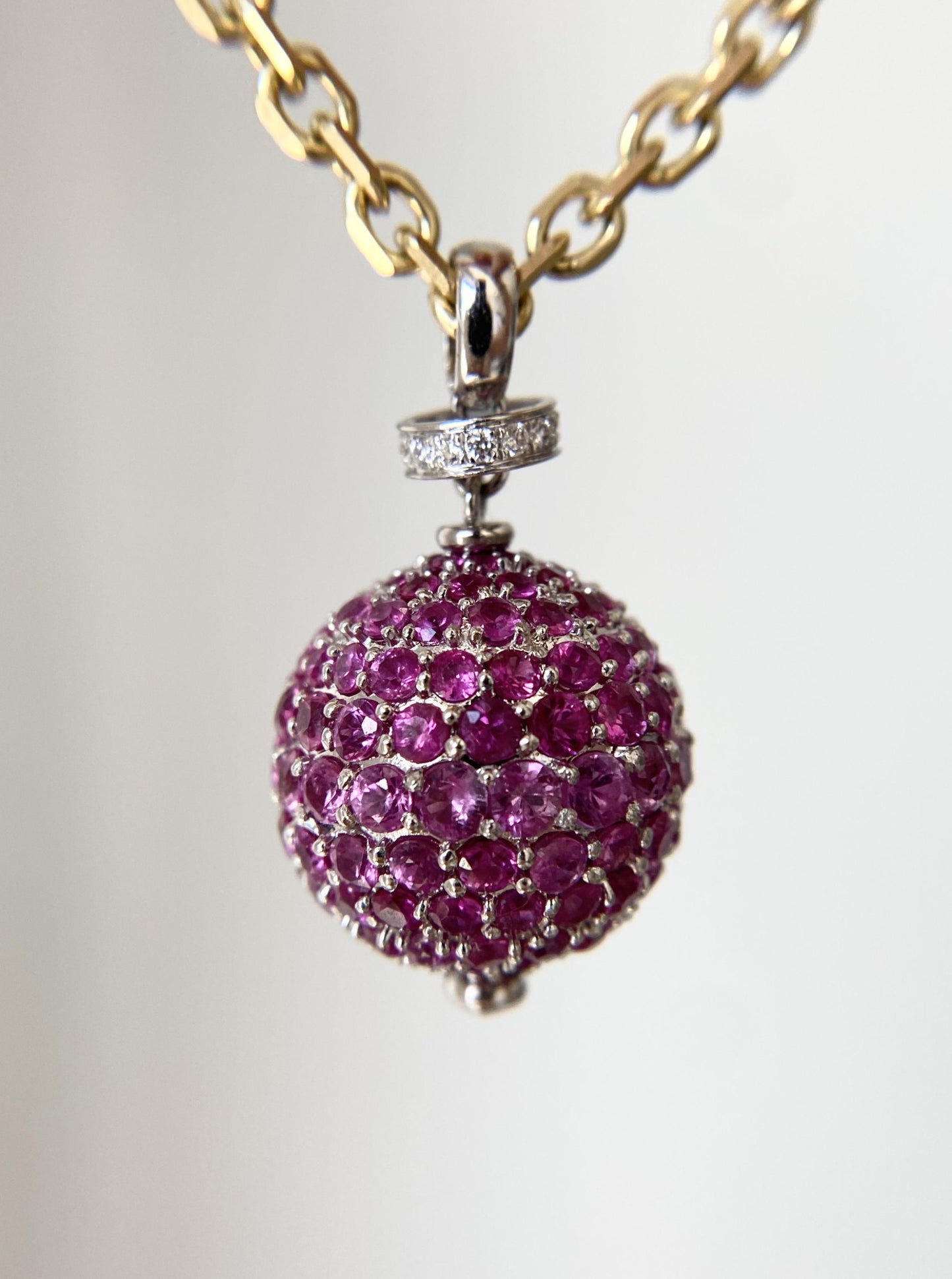 Pink Sapphire Disco Ball Pendant